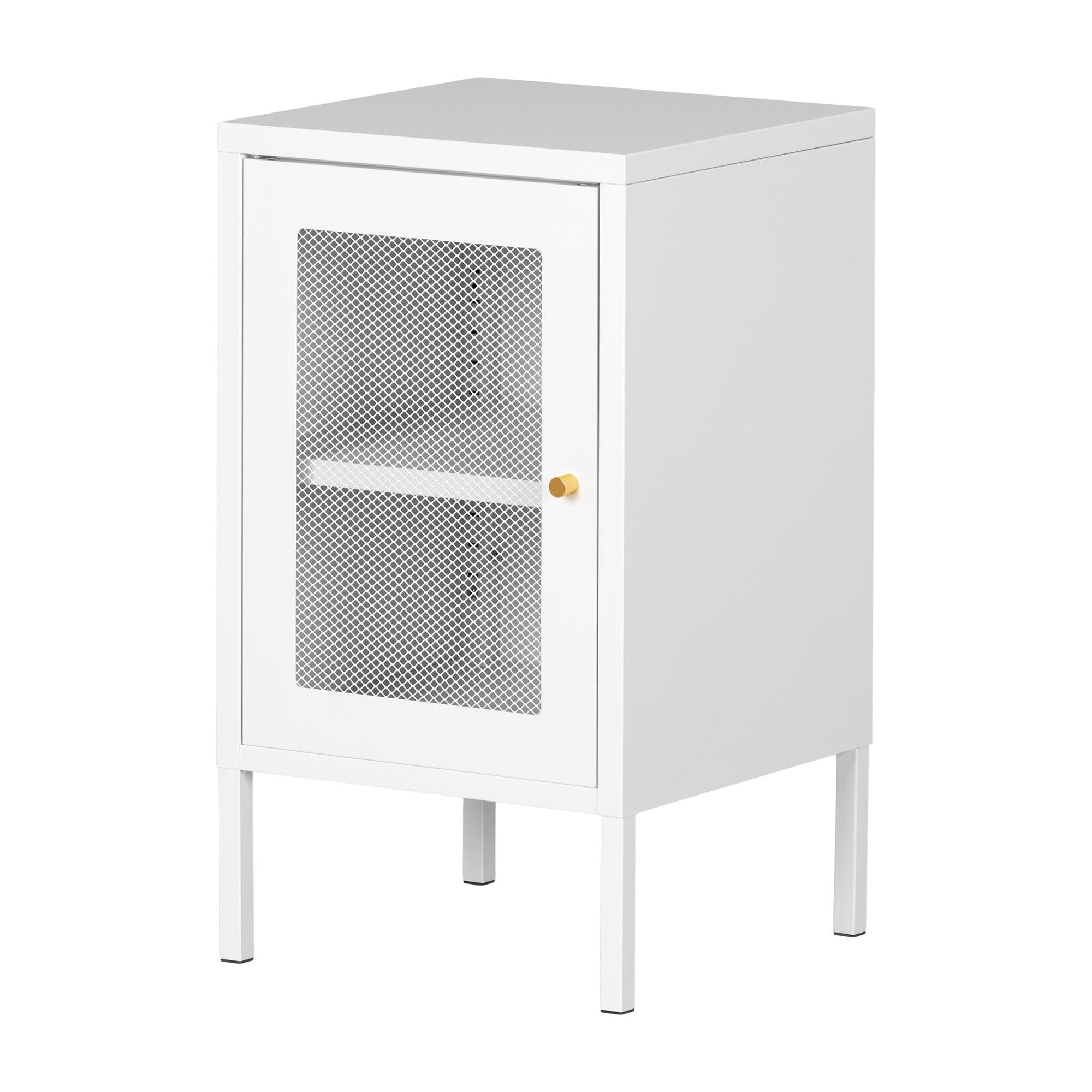 RealRooms Shadwick 1 Door Metal Living Room End Table with Perforated Metal Mesh Door