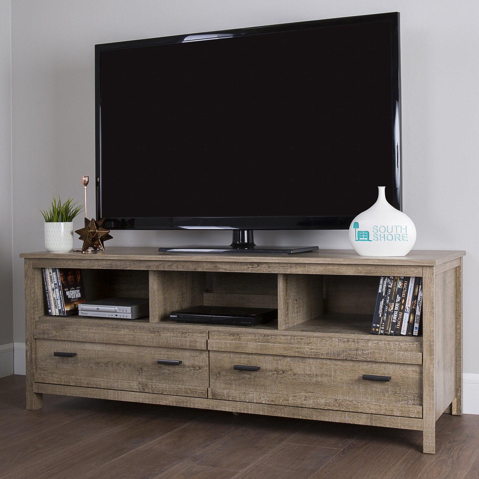 Exhibit Weathered Oak TV Stand with Cabinet for up to 65" TVs