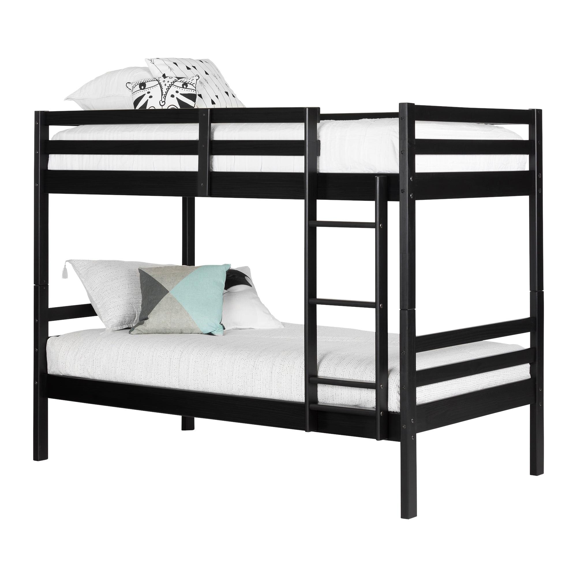 Twin Fakto Solid Wood Kids' Bunk Beds  Matte Black  - South Shore