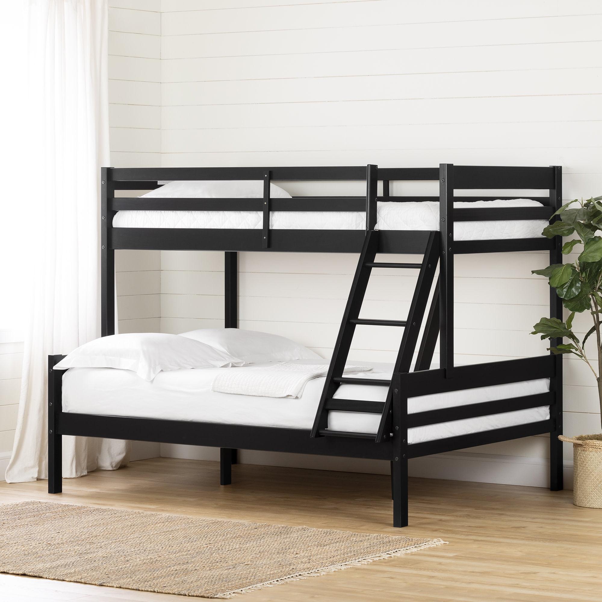 Induzy Solid Wood Kids' Bunk Beds Matte Black - South Shore: Twin Loft Bed, Unupholstered, Ages 0-9, No Box Spring Needed