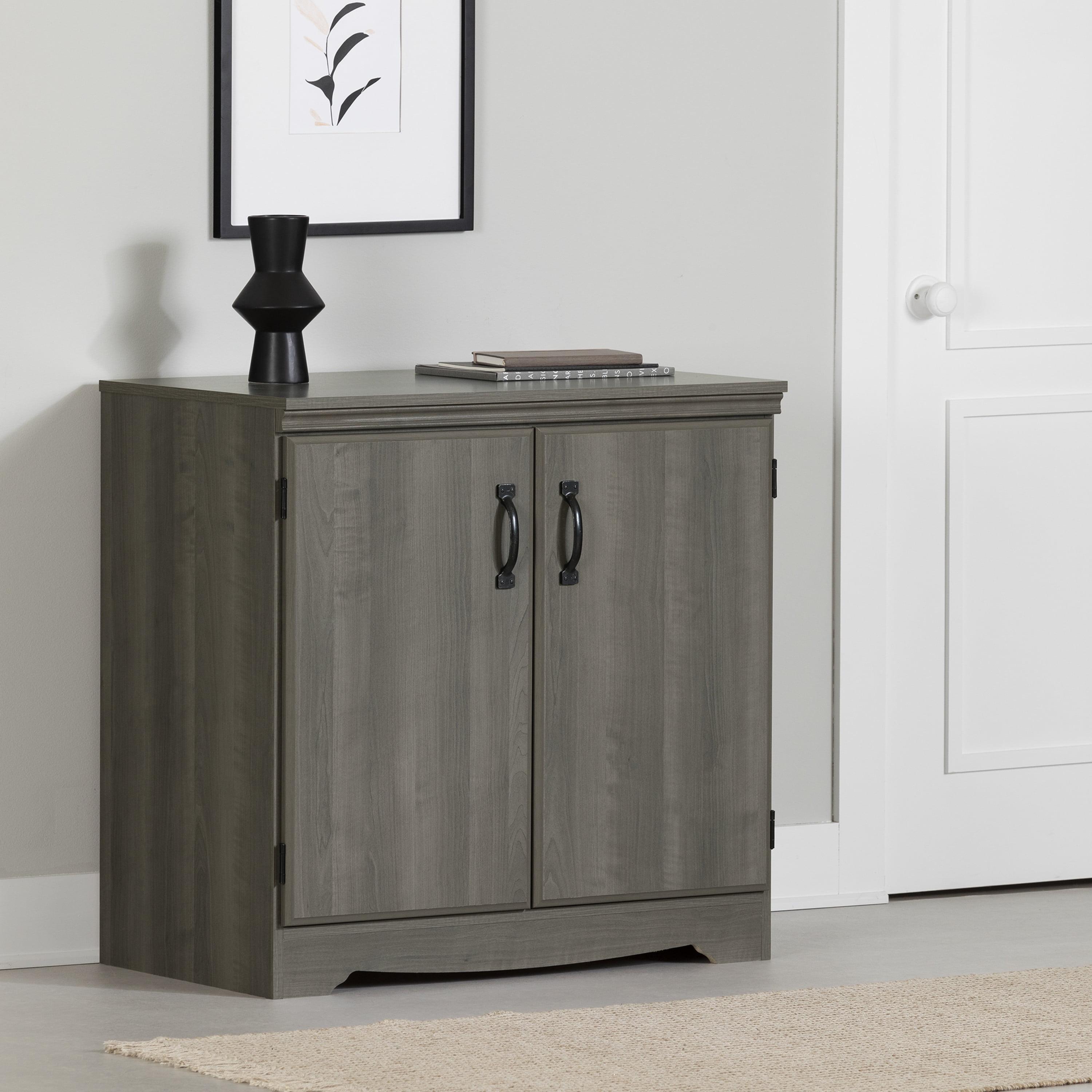 Gray Maple Freestanding Storage Cabinet with Adjustable Shelving