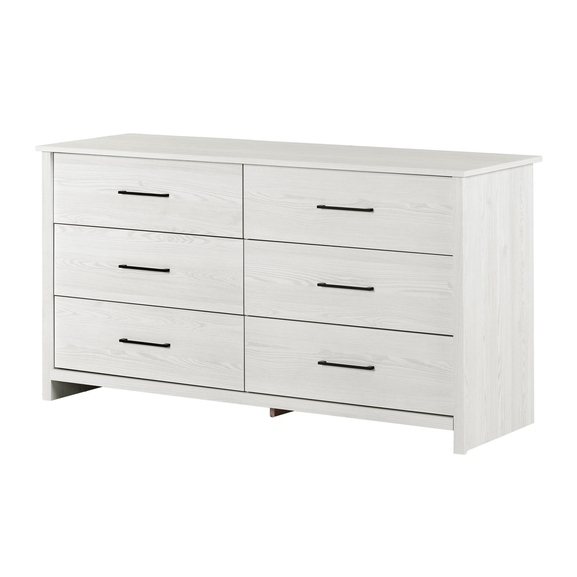 White Pine Farmhouse Double Dresser with Metal Handles