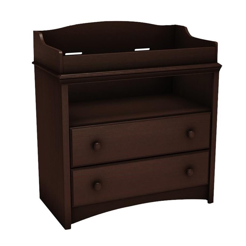 Espresso Wood Changing Table Dresser with Drawers