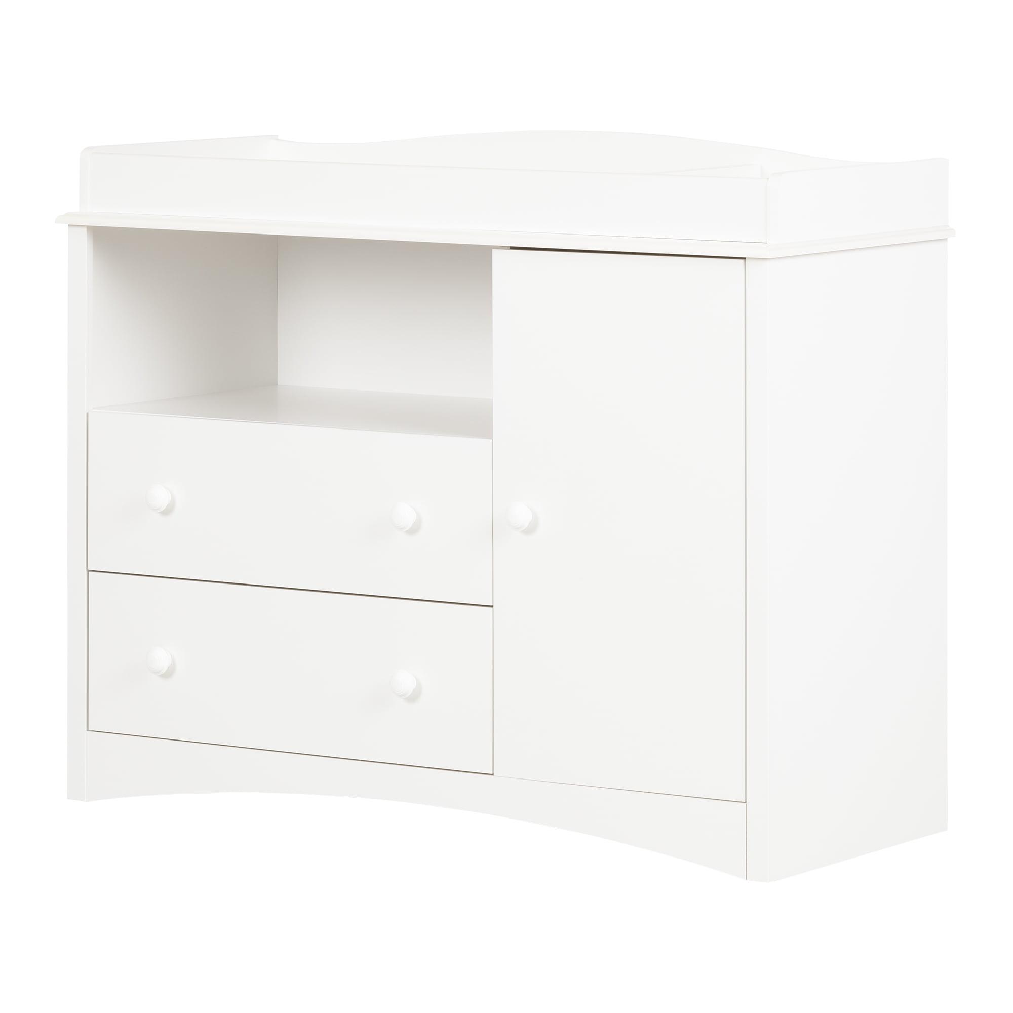 Pure White Wooden Changing Table Dresser with Drawers