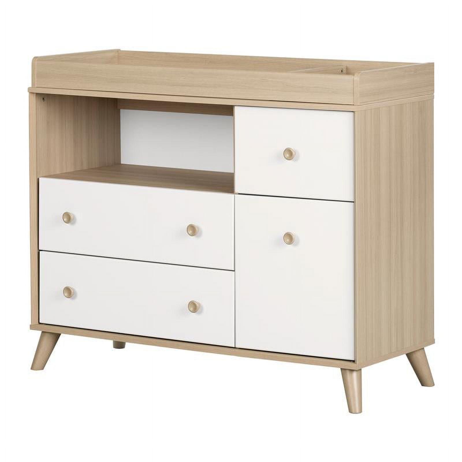 Soft Elm and Pure White Scandinavian Inspired Changing Dresser with Drawers