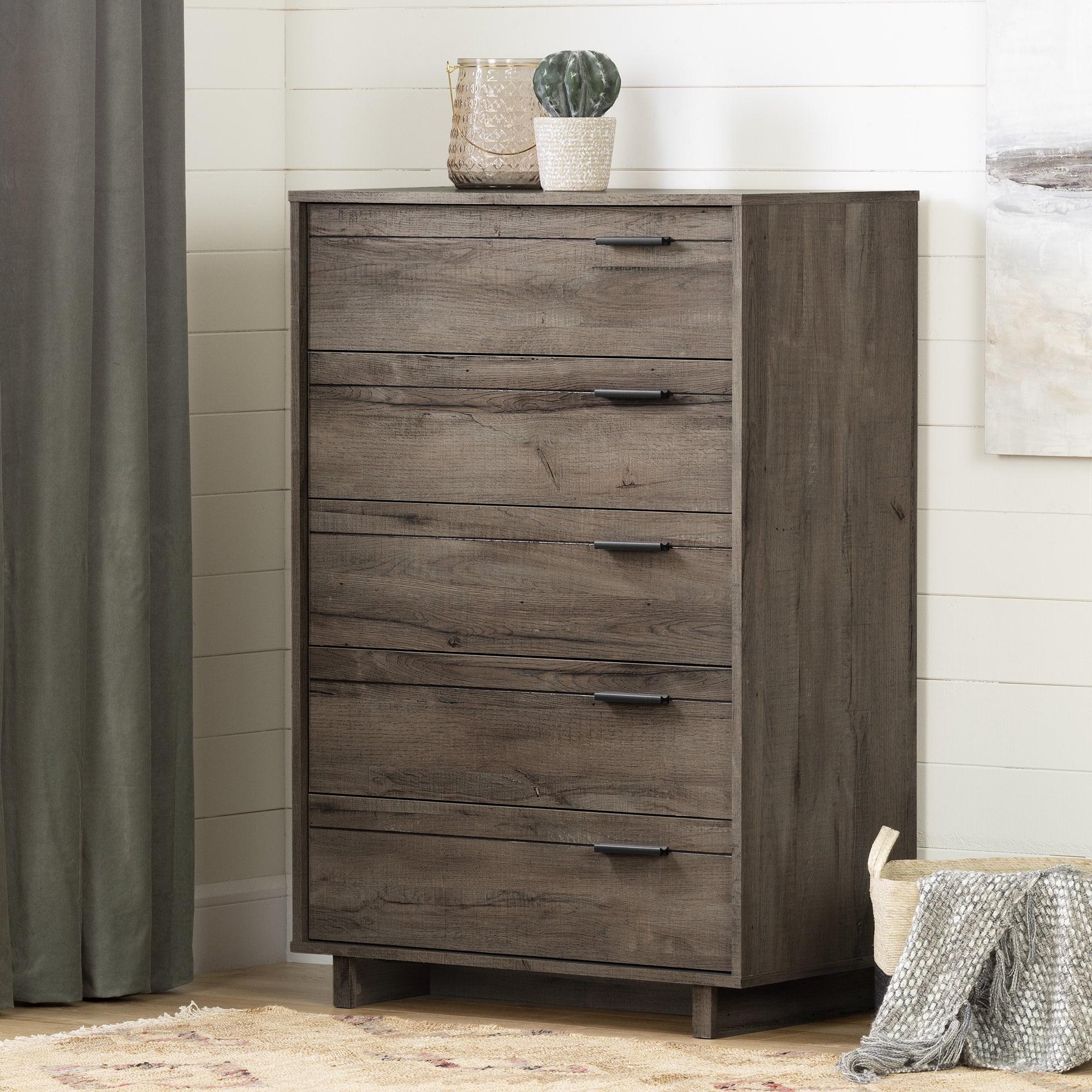 Fall Oak Industrial Vertical 5-Drawer Chest