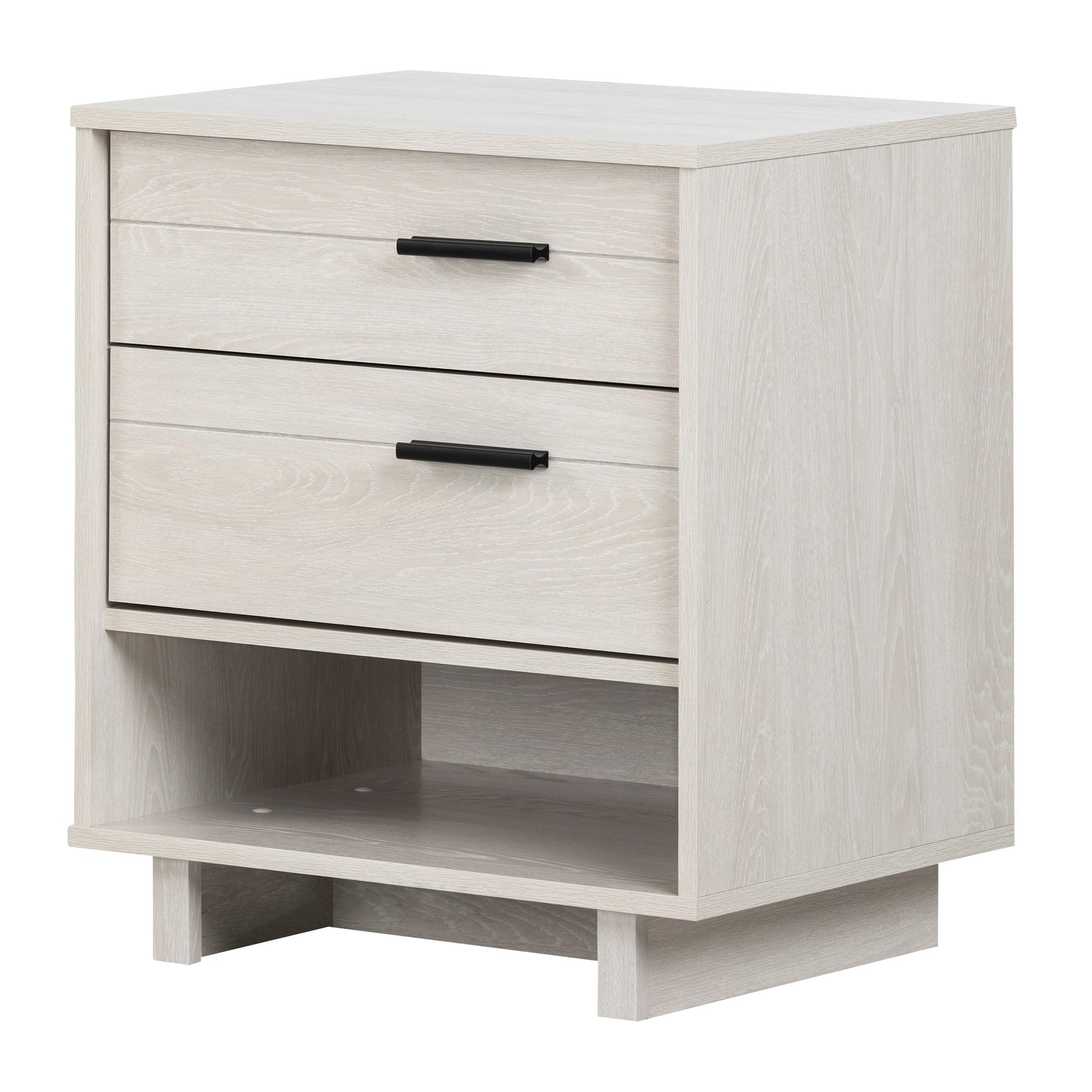 Winter Oak 1-Drawer Nightstand with Cord Catcher and Charging Station