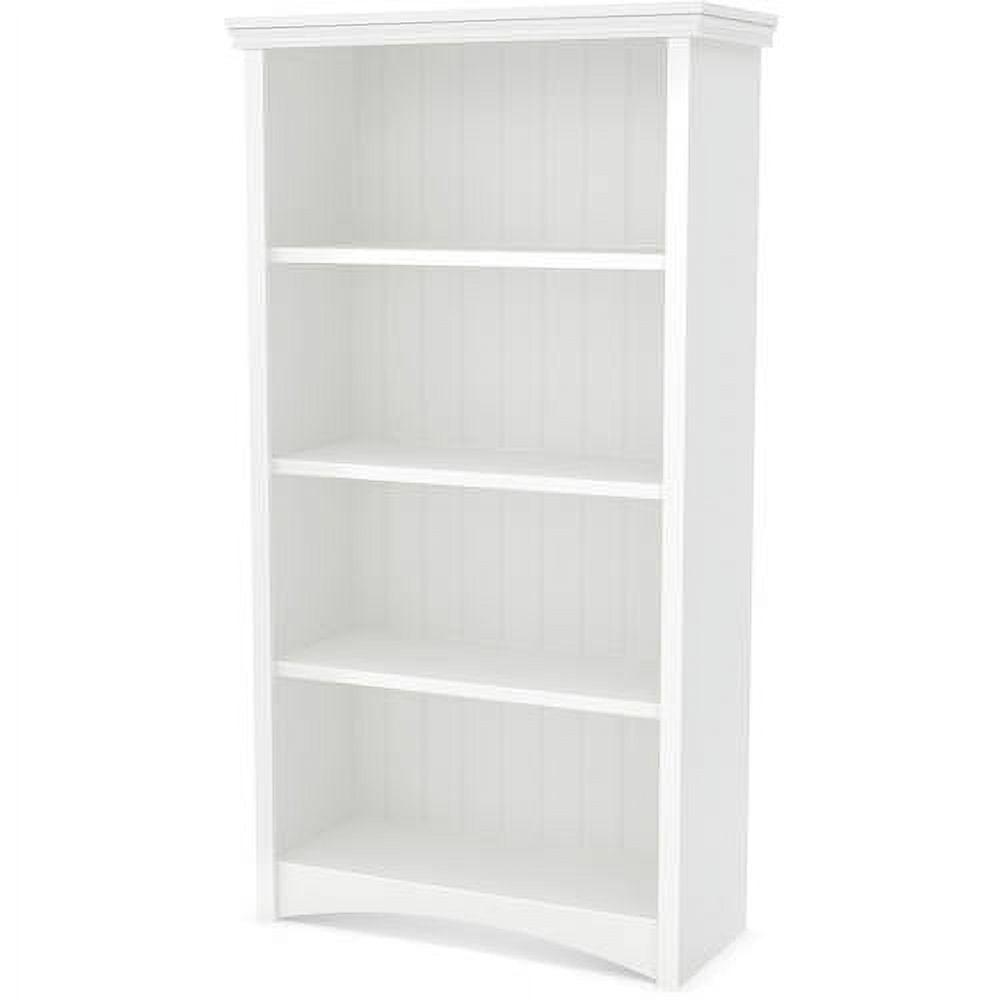 Pure White Adjustable 4-Shelf Wood Bookcase