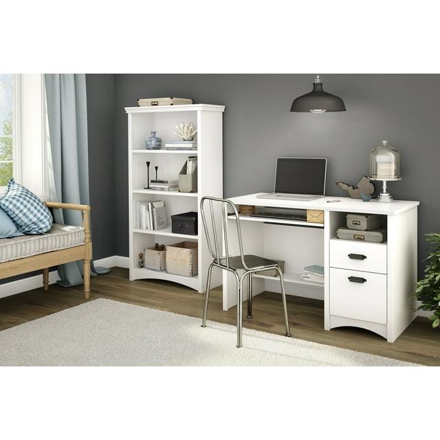 Gascony Wood Computer Desk with Drawers Pure White - South Shore