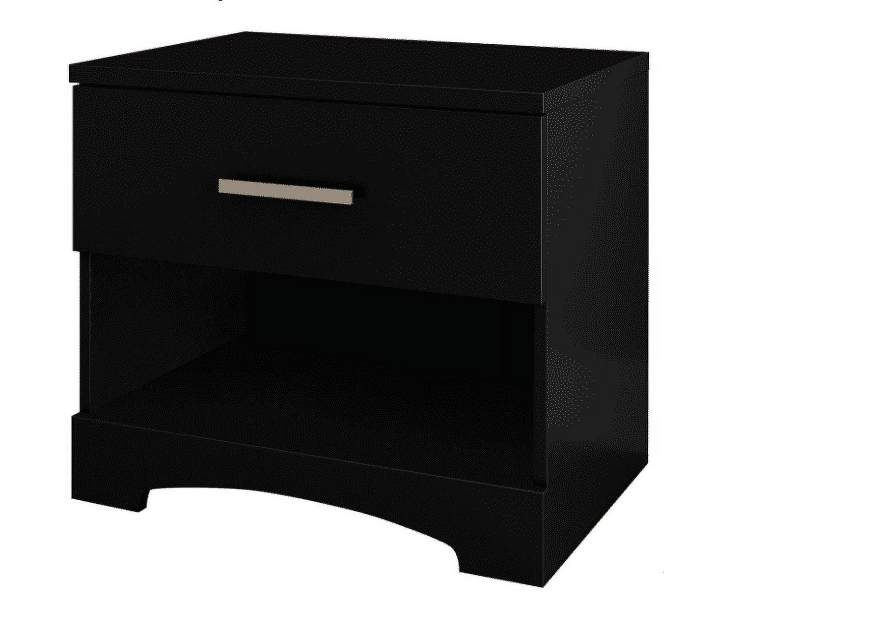 Gramercy Pure Black Modern 1-Drawer Nightstand with Open Shelf