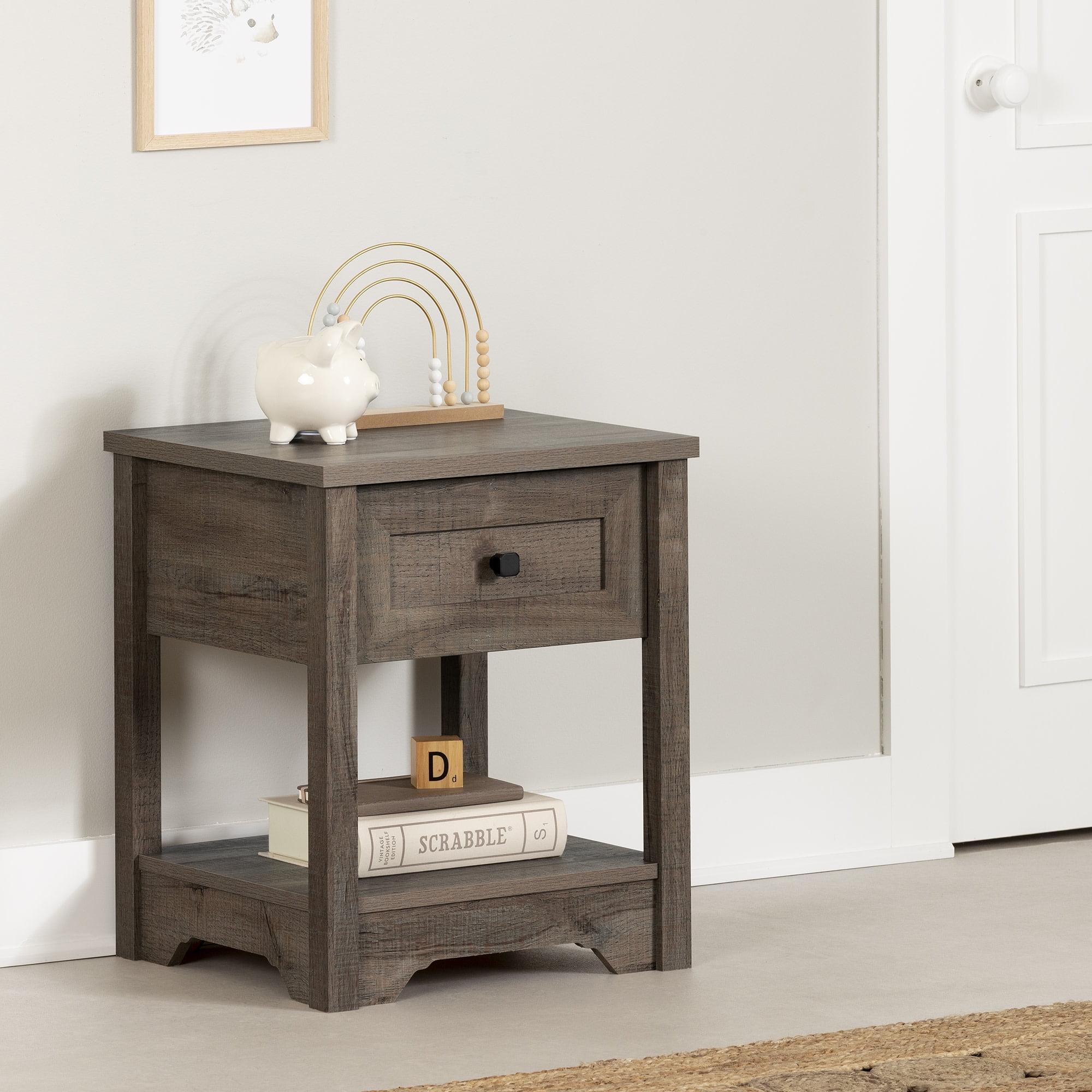 South Shore Hazen, Farmhouse Nightstand,  Brown