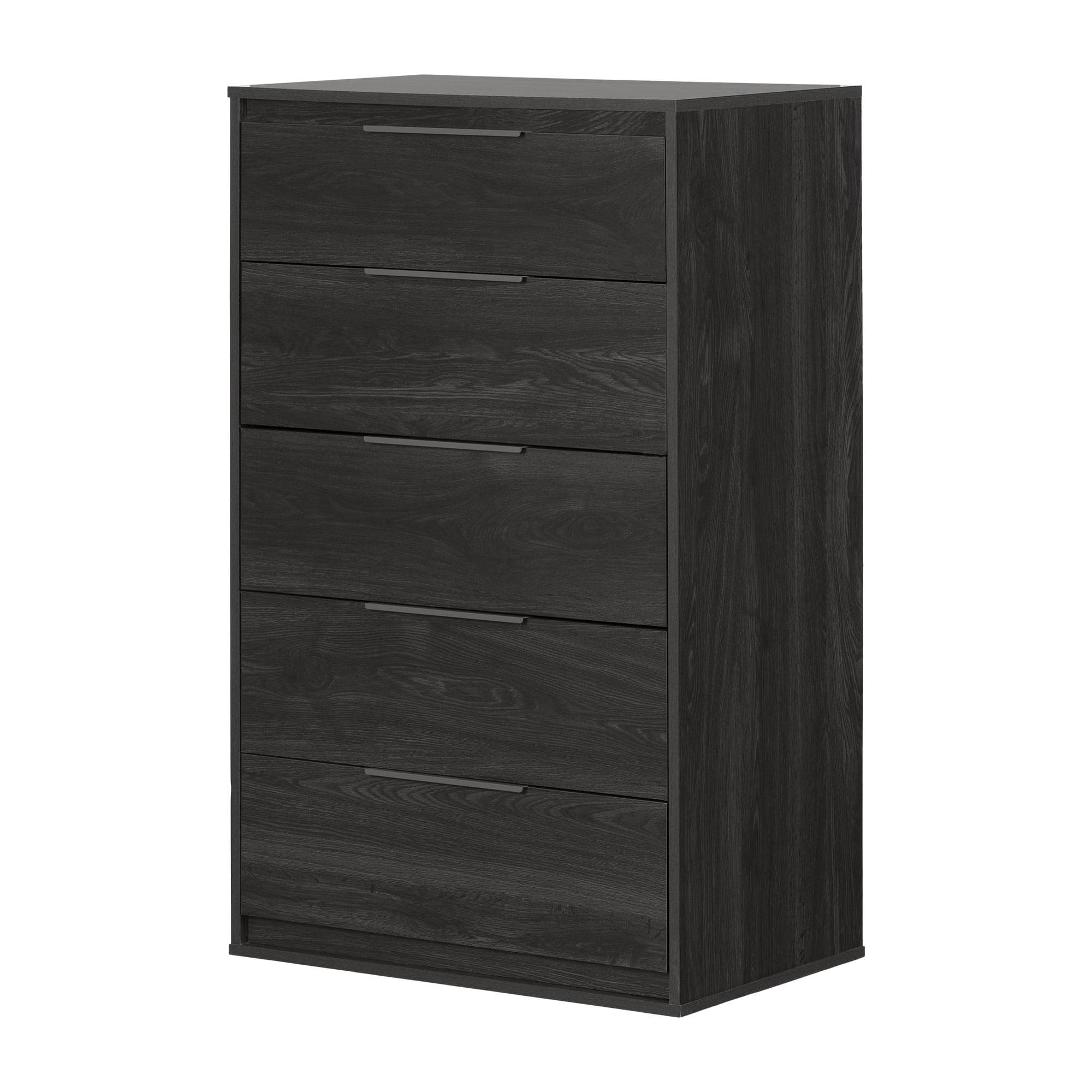 Gray Oak Vertical 5-Drawer Tall Chest