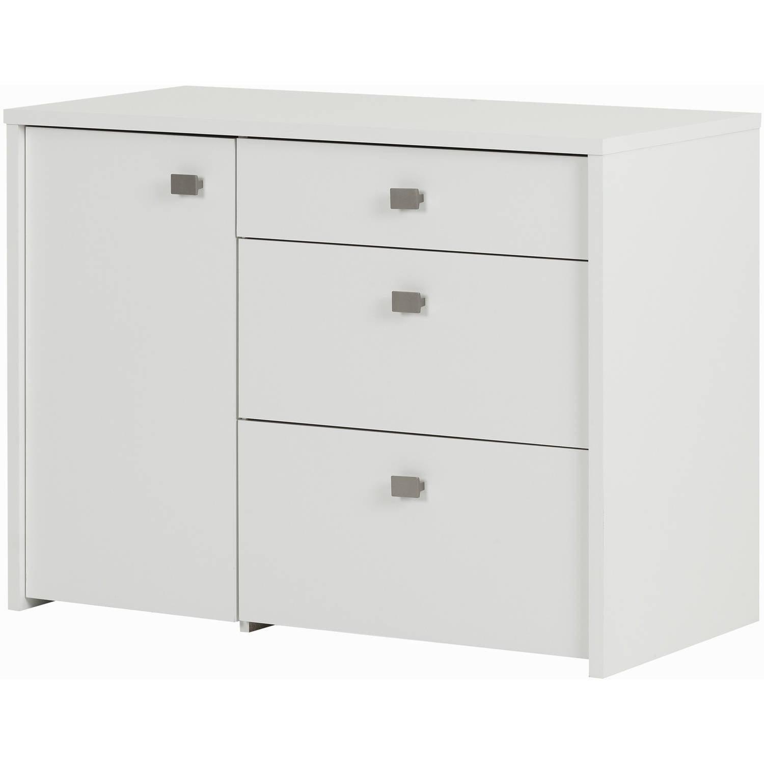 White 3-Drawer Contemporary Storage Cabinet with File Drawer