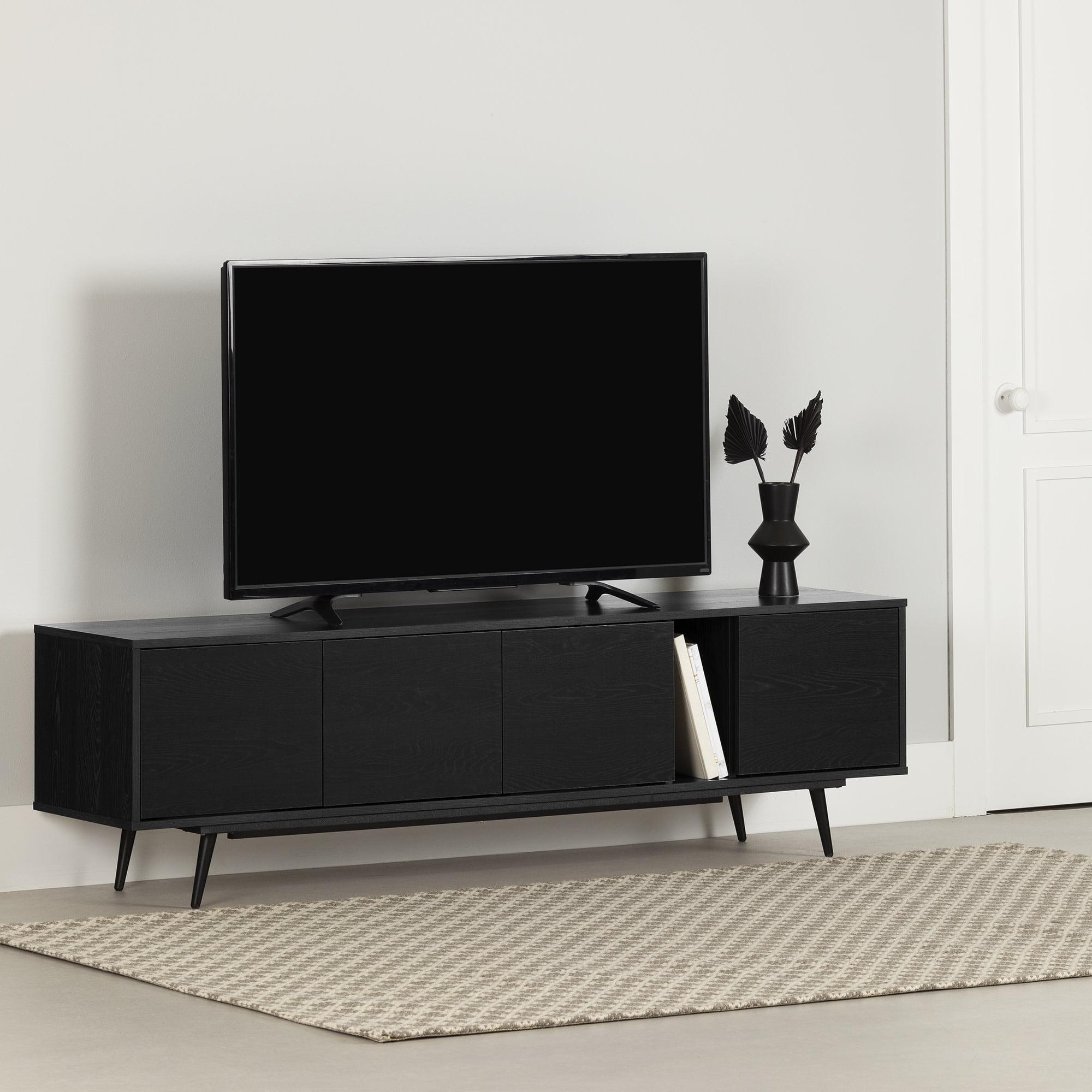 Black Particle Board TV Stand with Cabinets for 65" TVs