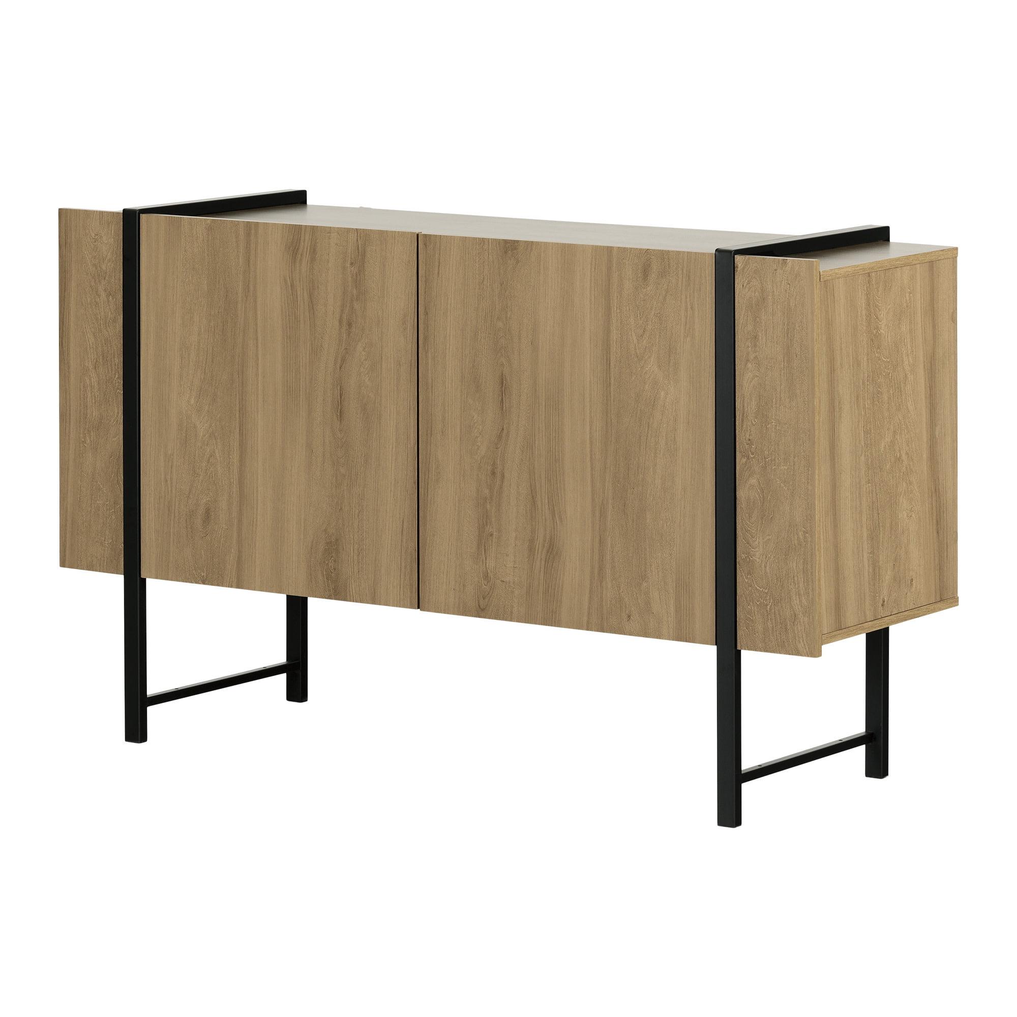 Light Walnut and Black 2-Door Sideboard with Metal Legs