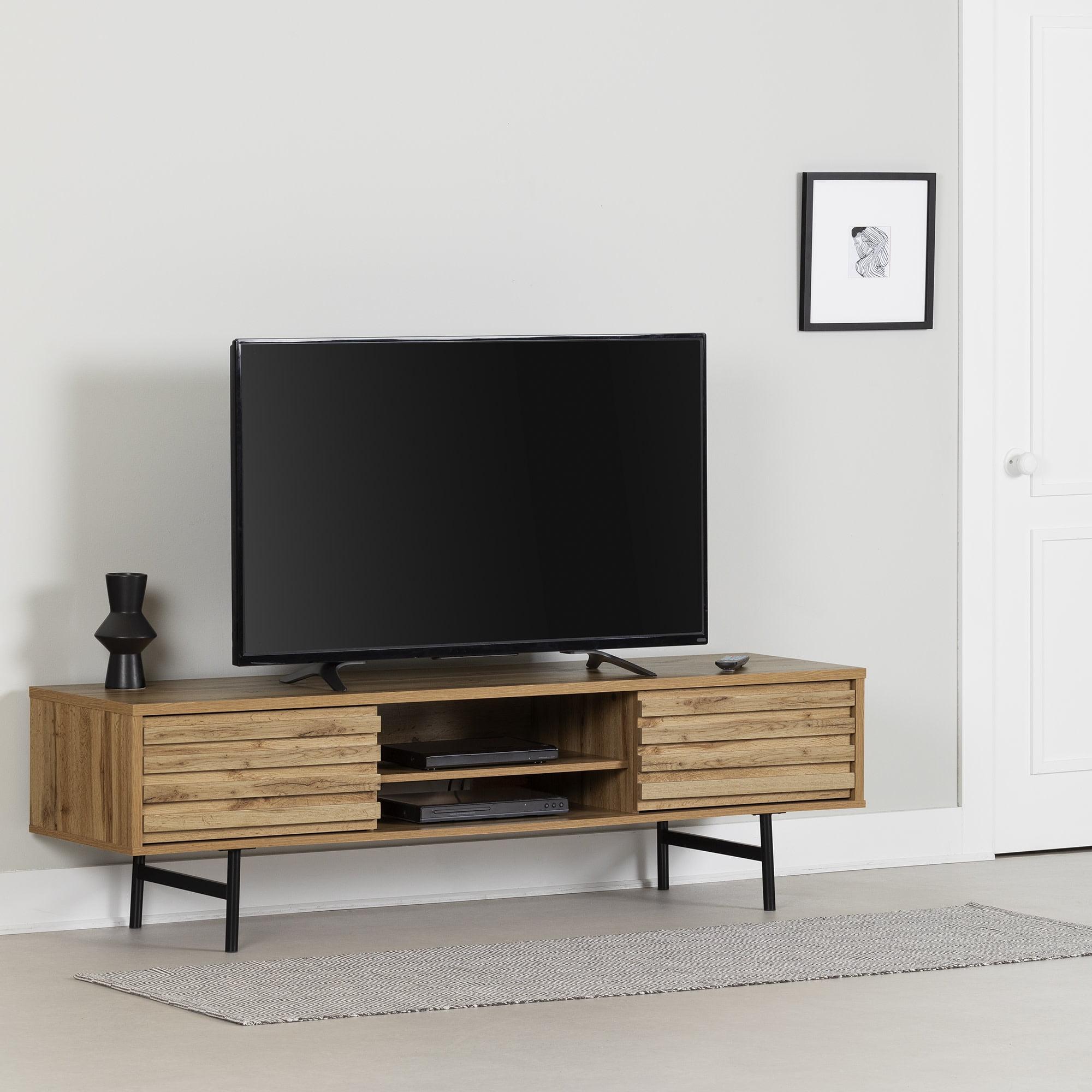 South Shore Mezzy TV Stand for TVs up to 75" Nordik Oak: Modern Media Console with Storage, Laminated Particle Board