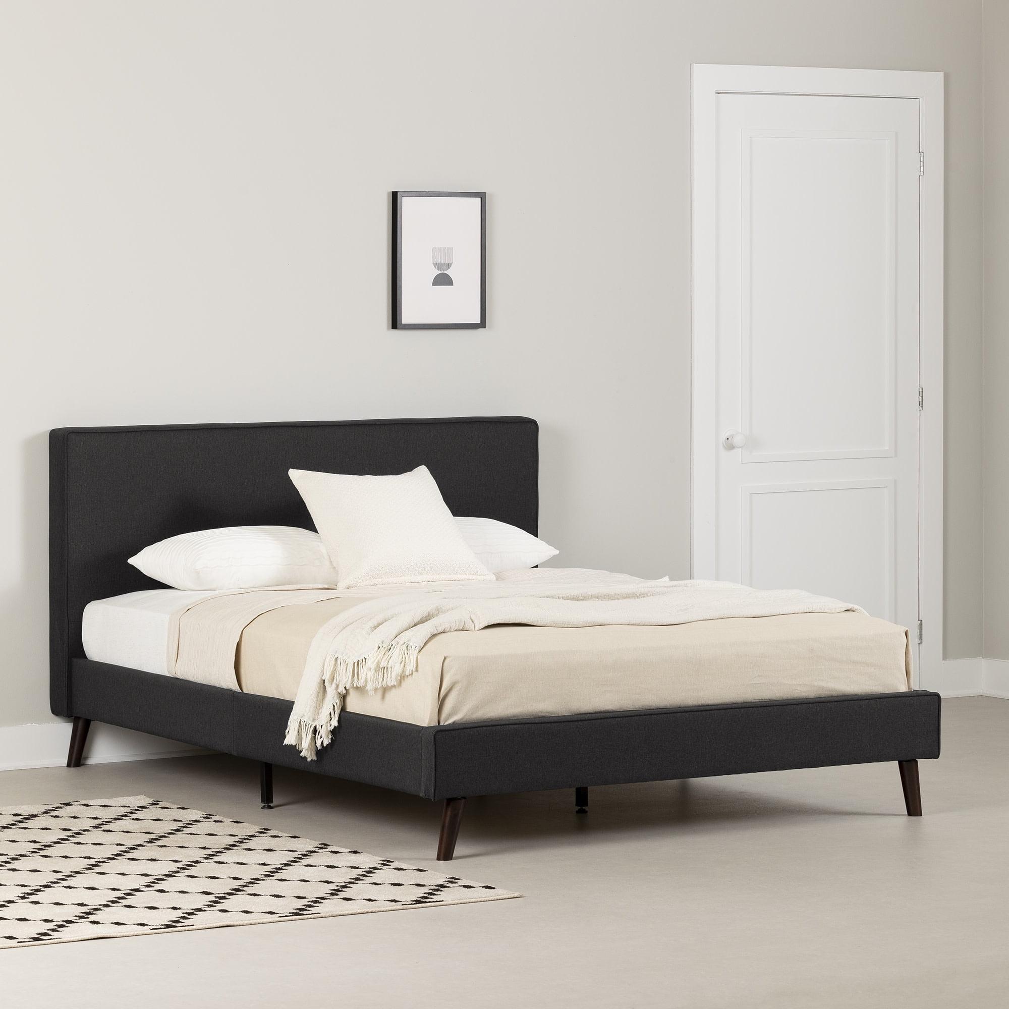 South Shore Queen Milton Complete Bed Gray/Matte Charcoal: Laminated MDF Headboard, No Box Spring Needed