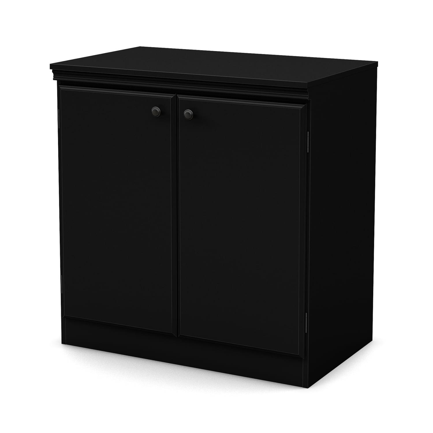 2 Door Morgan Storage Cabinet Pure Black - South Shore: Adjustable Shelf, Laminated Particle Board
