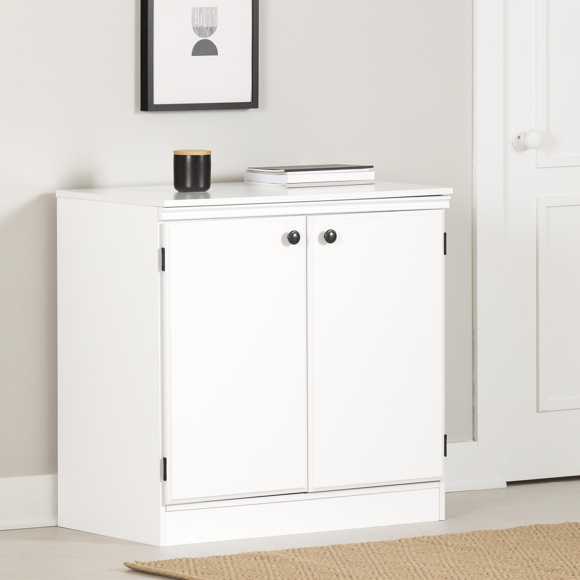 2 Door Morgan Storage Cabinet Pure White - South Shore: Adjustable Shelf, Laminated Particle Board