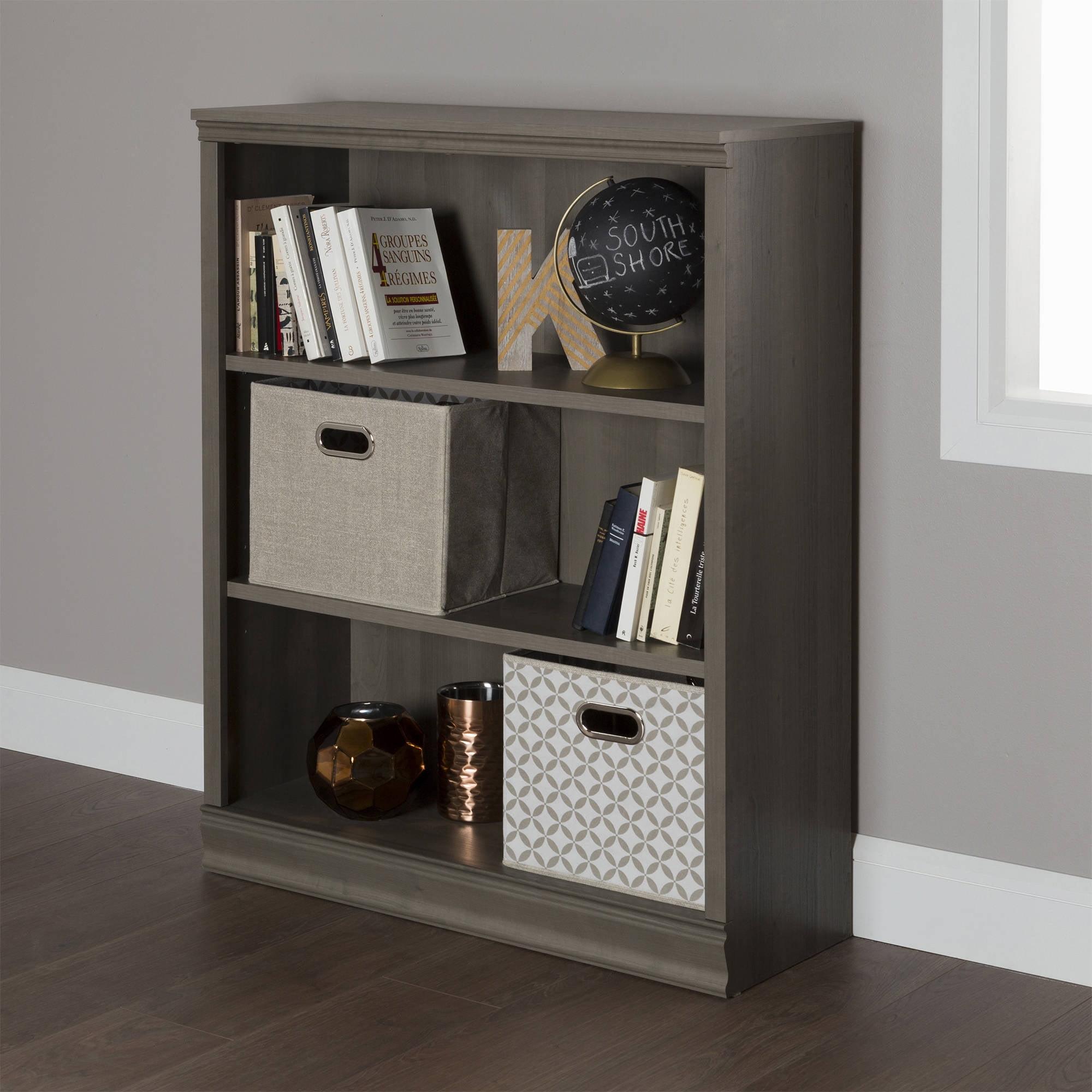 Adjustable Gray Maple Laminated Particle Board Bookcase with Doors