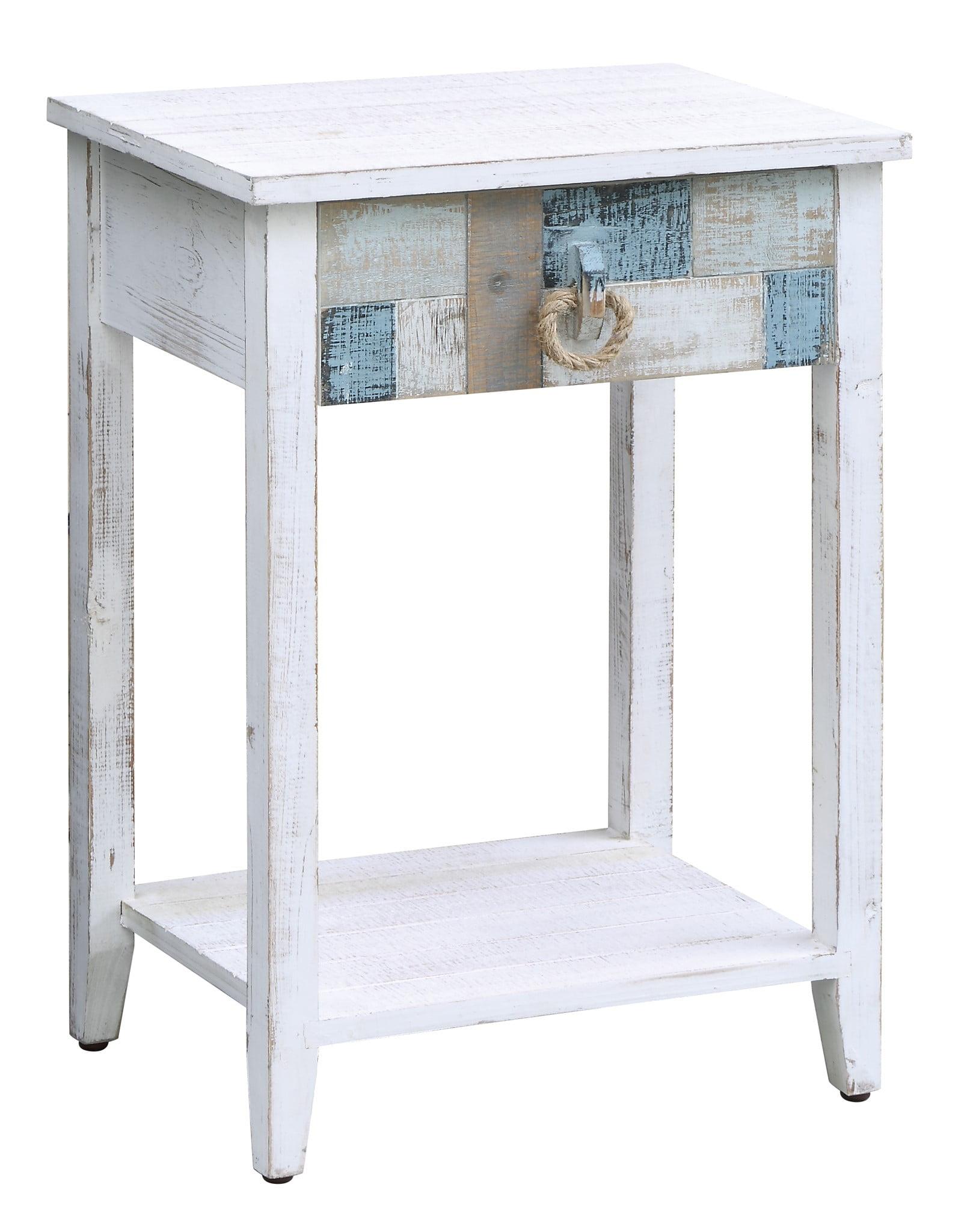 South Shore Multicolor Nautical Patchwork Fir Plywood Accent Table with Drawer