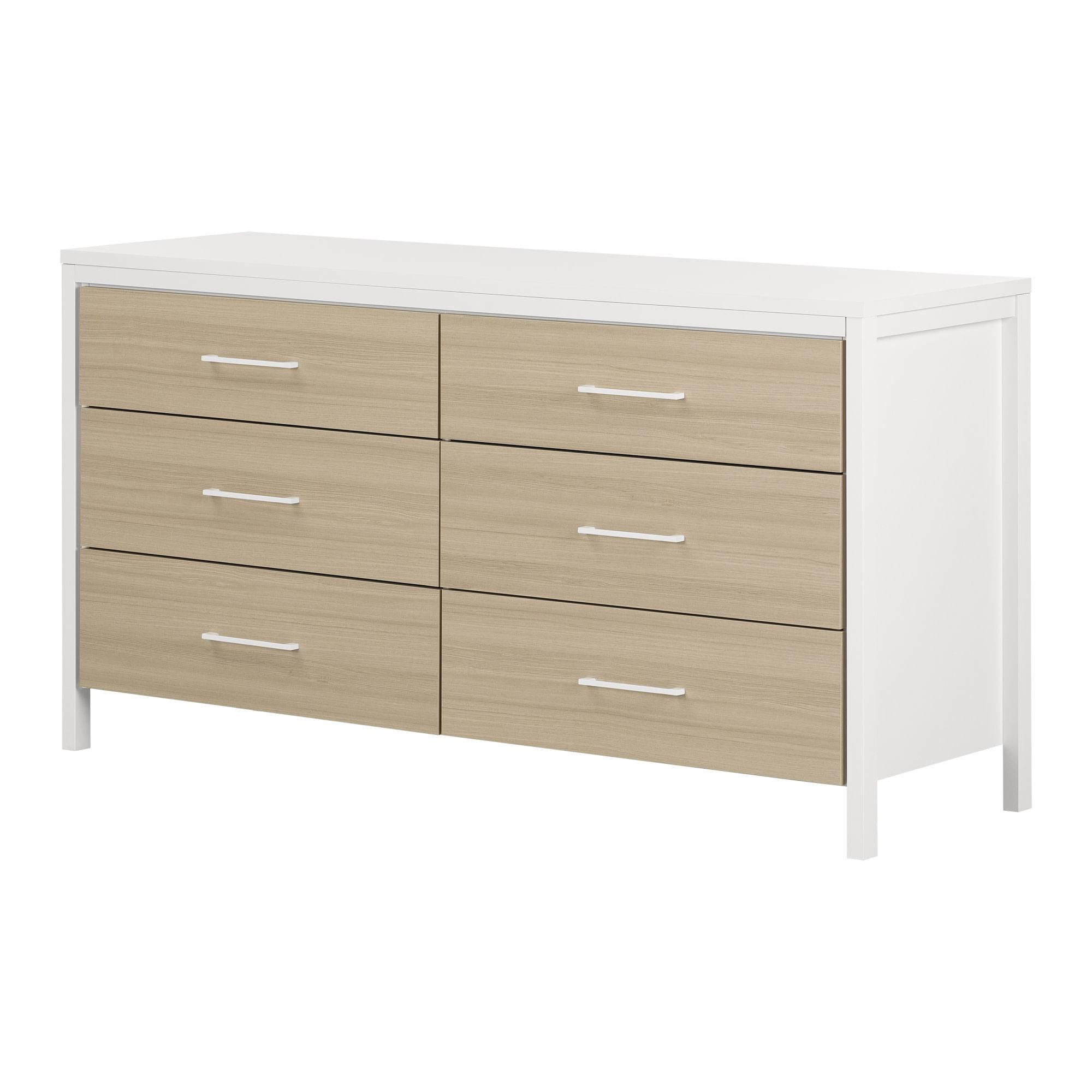 White and Soft Elm Industrial Double Dresser