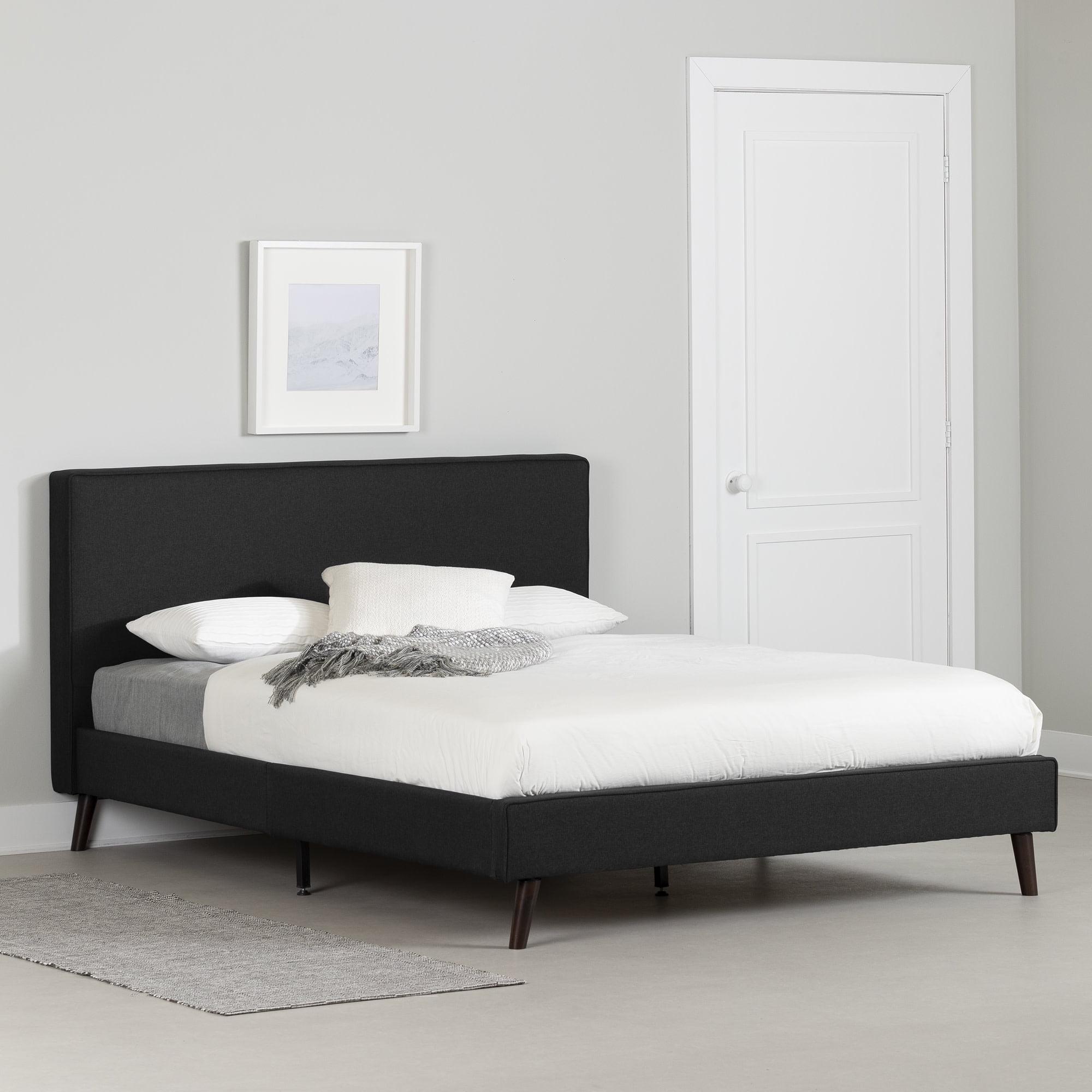 South Shore Queen Complete Bed Gray Matte/Charcoal: Laminated MDF Headboard, No Box Spring Needed