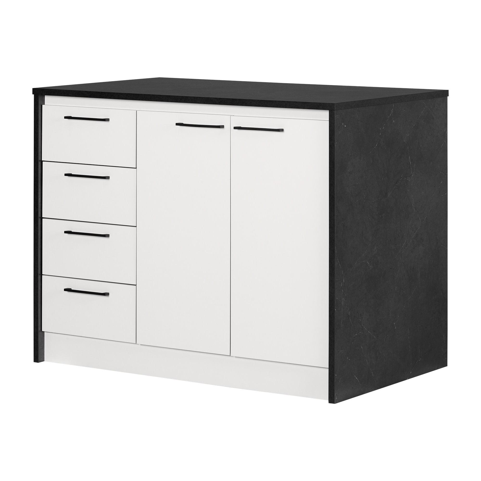 Myro 47'' Faux Black Stone & White Compact Kitchen Island