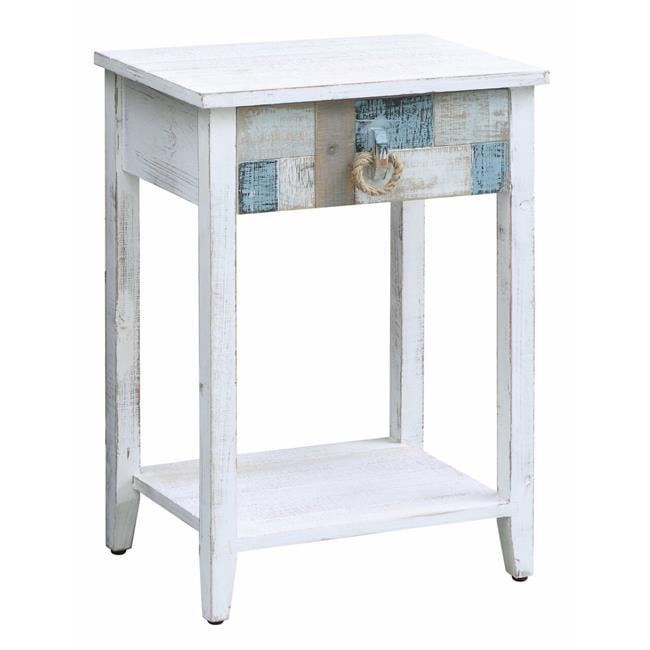 South Shore Multicolor Nautical Patchwork Fir Plywood Accent Table with Drawer