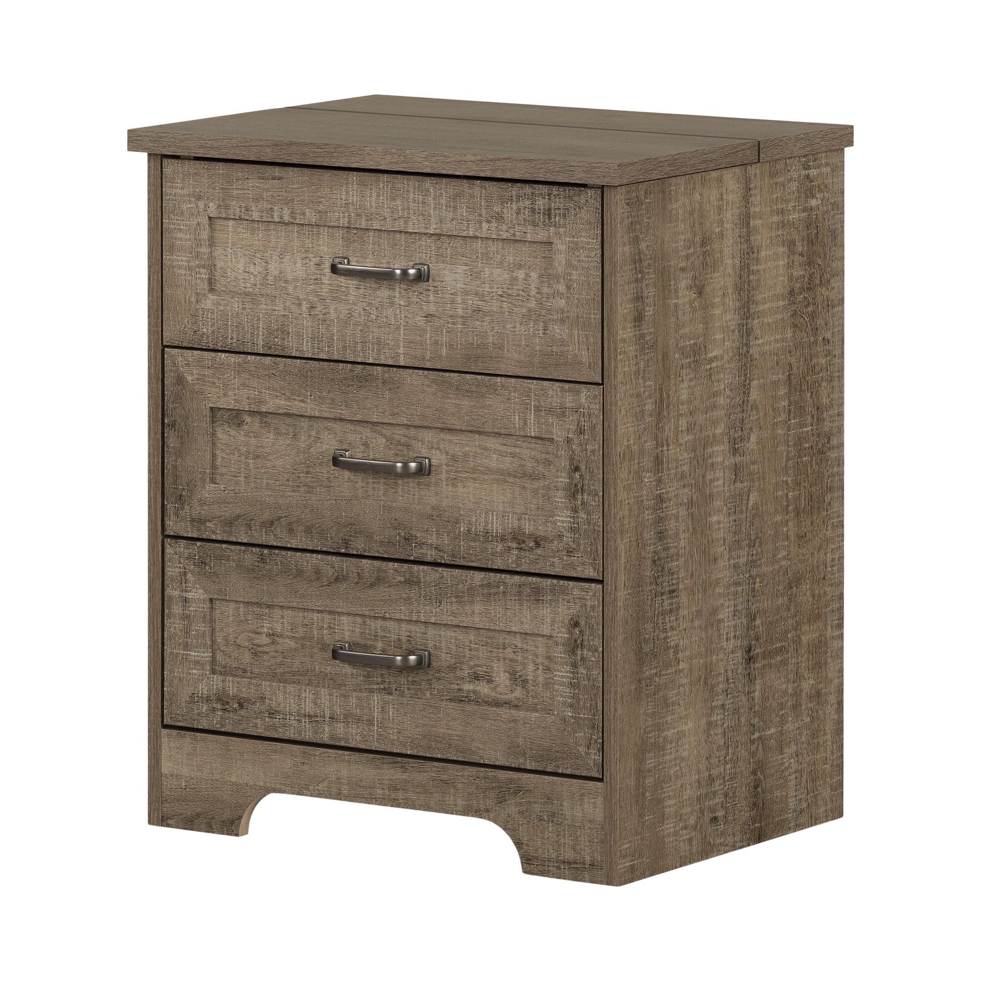 Prairie Nightstand Weathered Oak - South Shore: Laminated Particle Board Bedside Table with Drawers