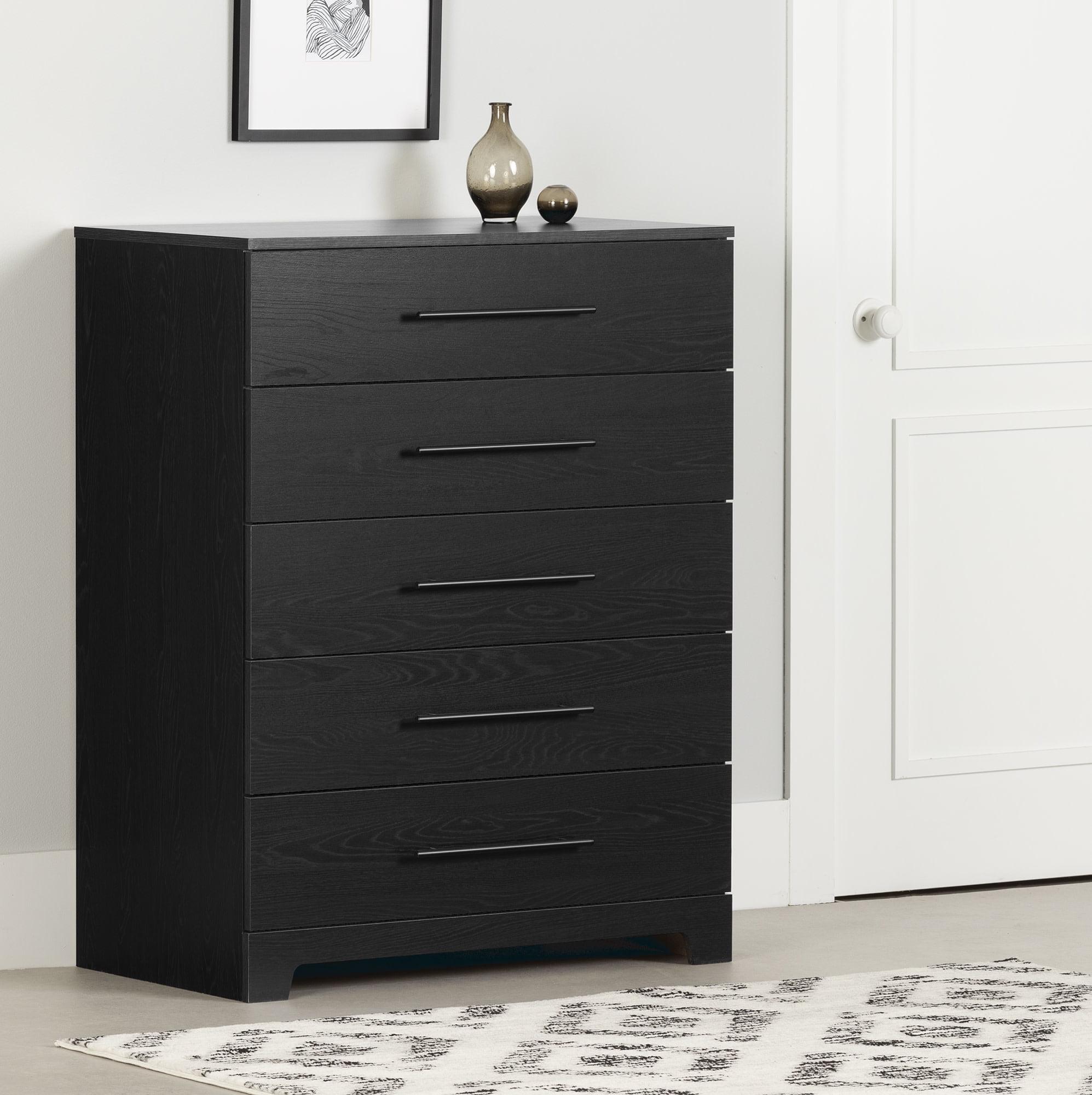 Black Oak Industrial 5-Drawer Vertical Chest