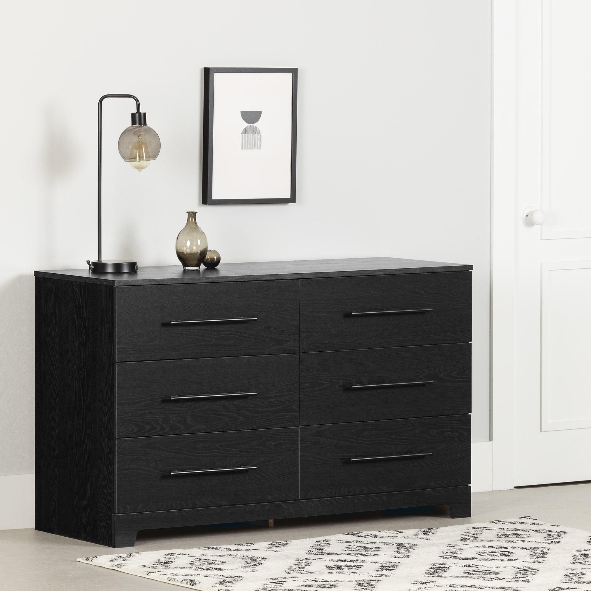 Black Oak Industrial Double Dresser with Extra Deep Drawers