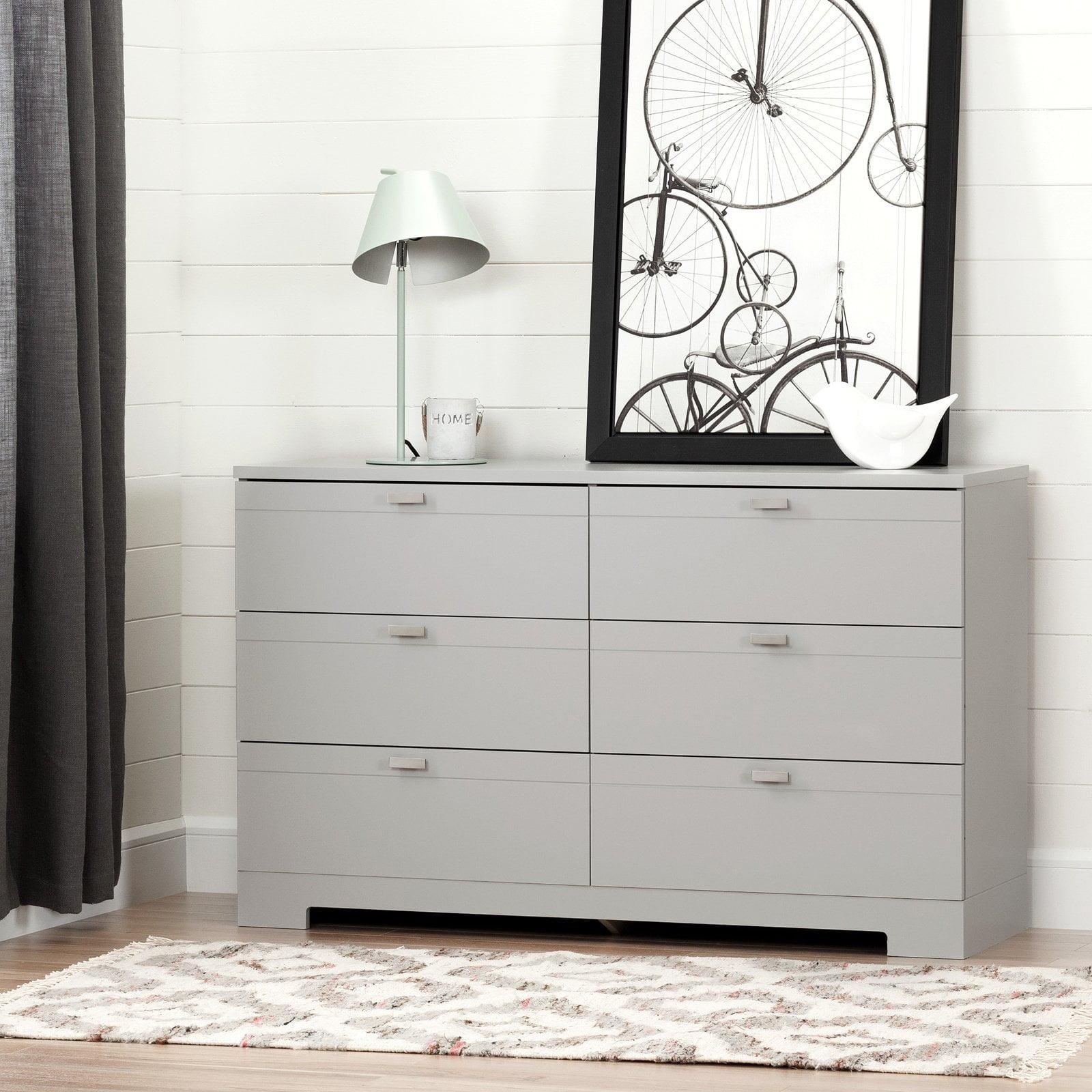 Soft Gray Nursery Double Dresser with Extra Deep Soft Close Drawers