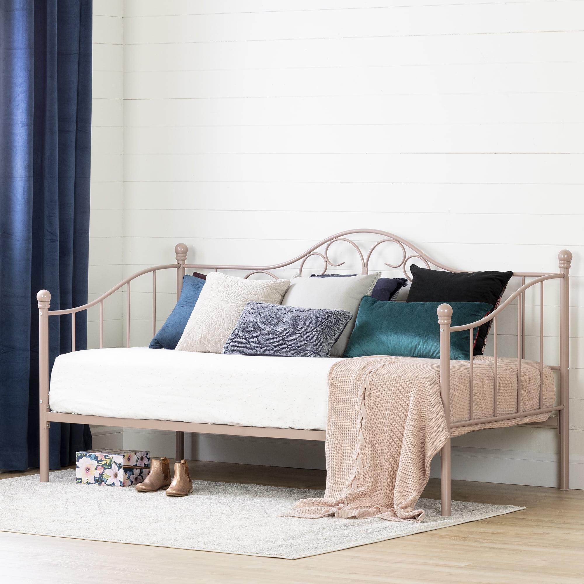 Twin Pink Metal Princess Daybed with Slats