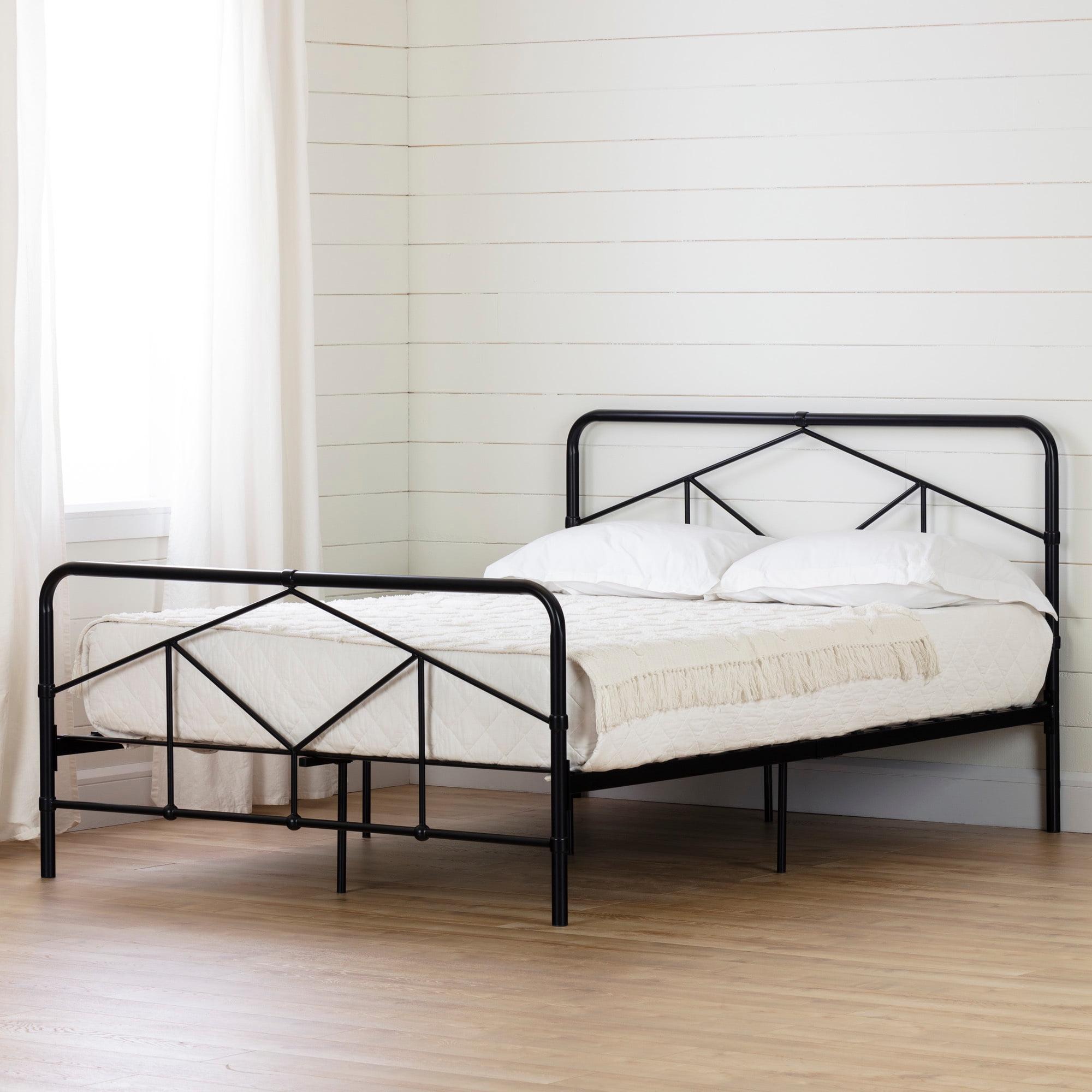 Sazena Full Matte Black Geometric Metal Platform Bed