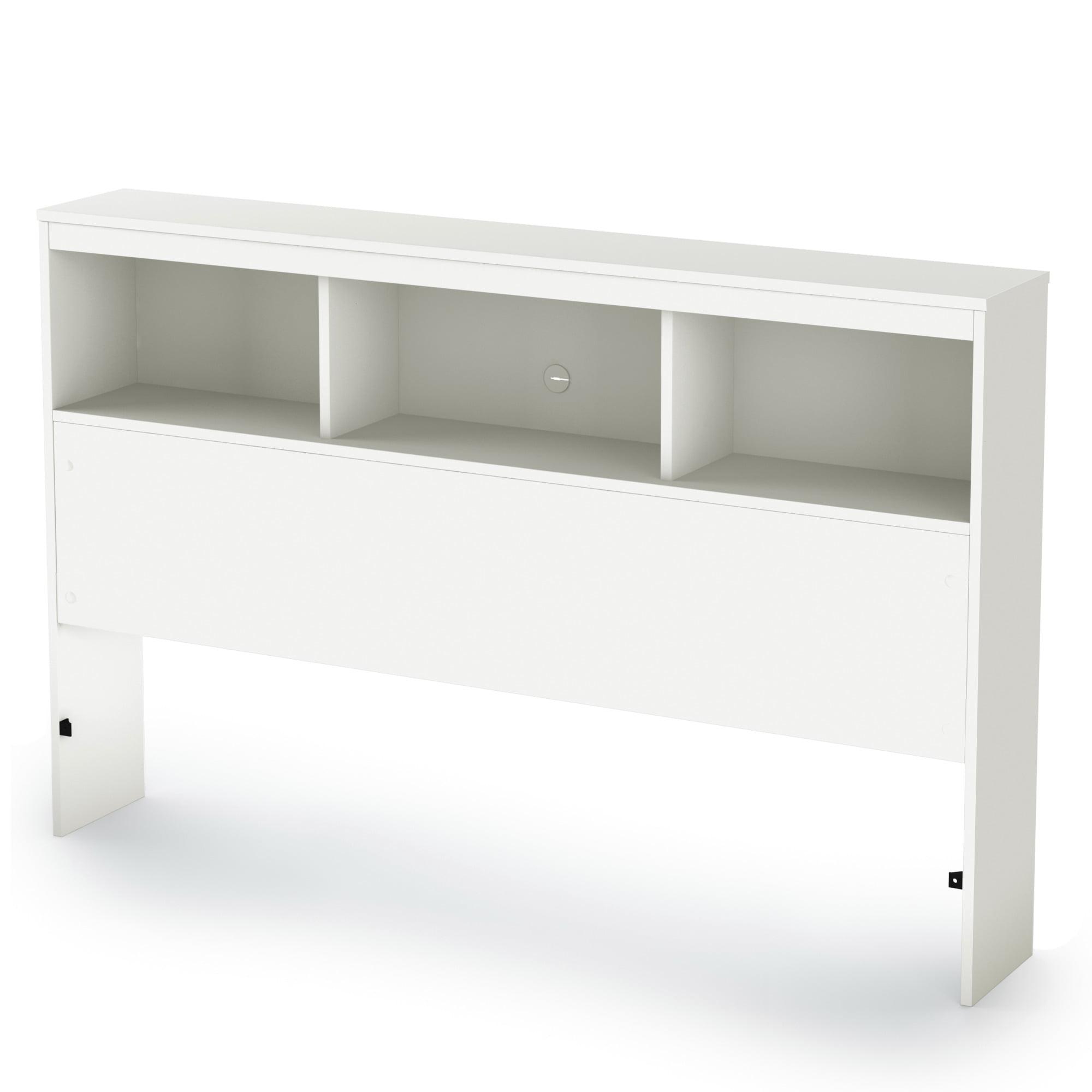 South Shore Spark Full White Bookcase Headboard with Storage