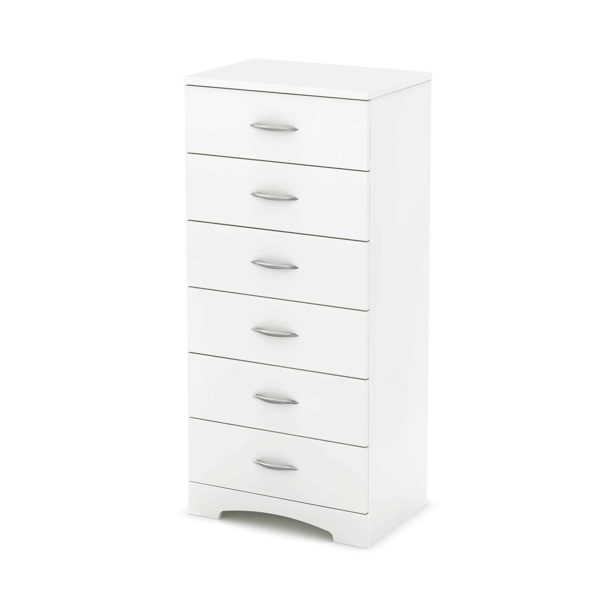 Pure White Soft-Close 6-Drawer Lingerie Chest with Curved Kick Plate