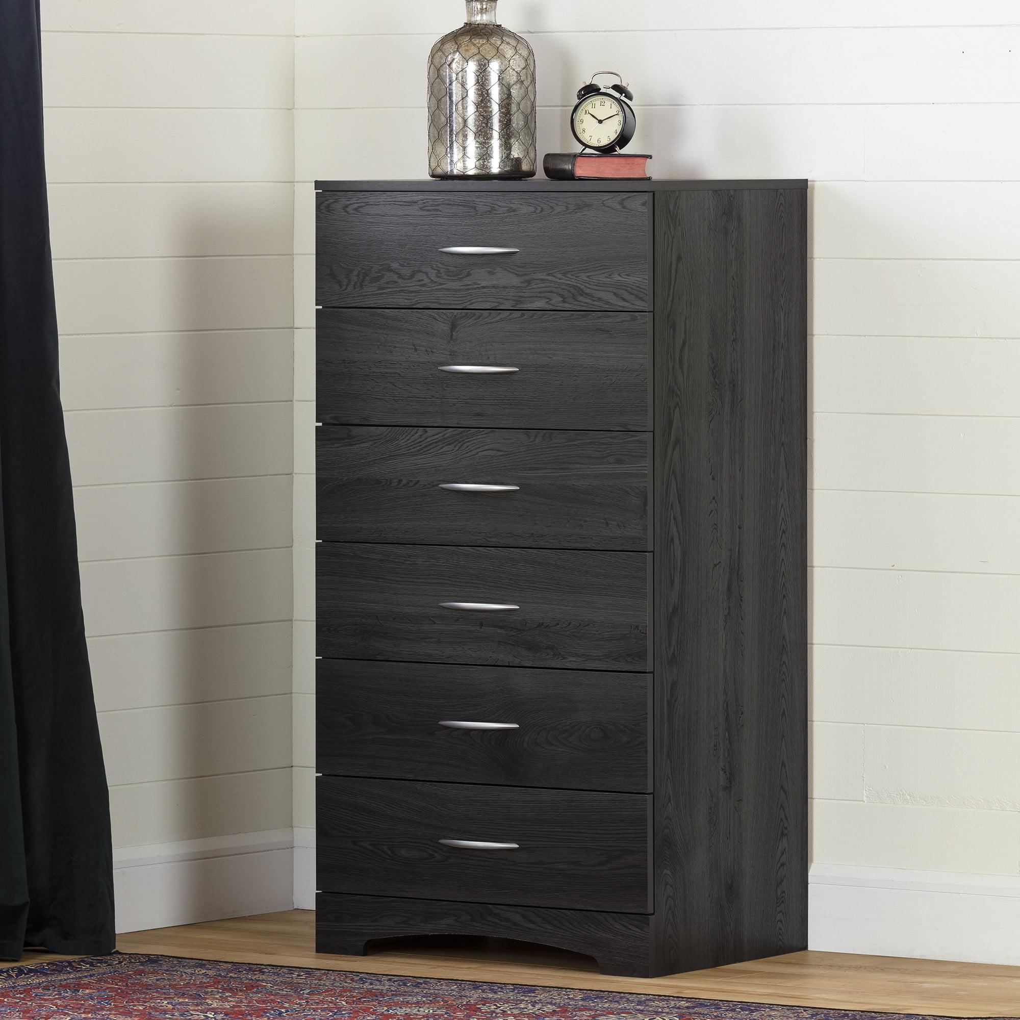 Sleek Gray Oak 6-Drawer Tall Lingerie Chest