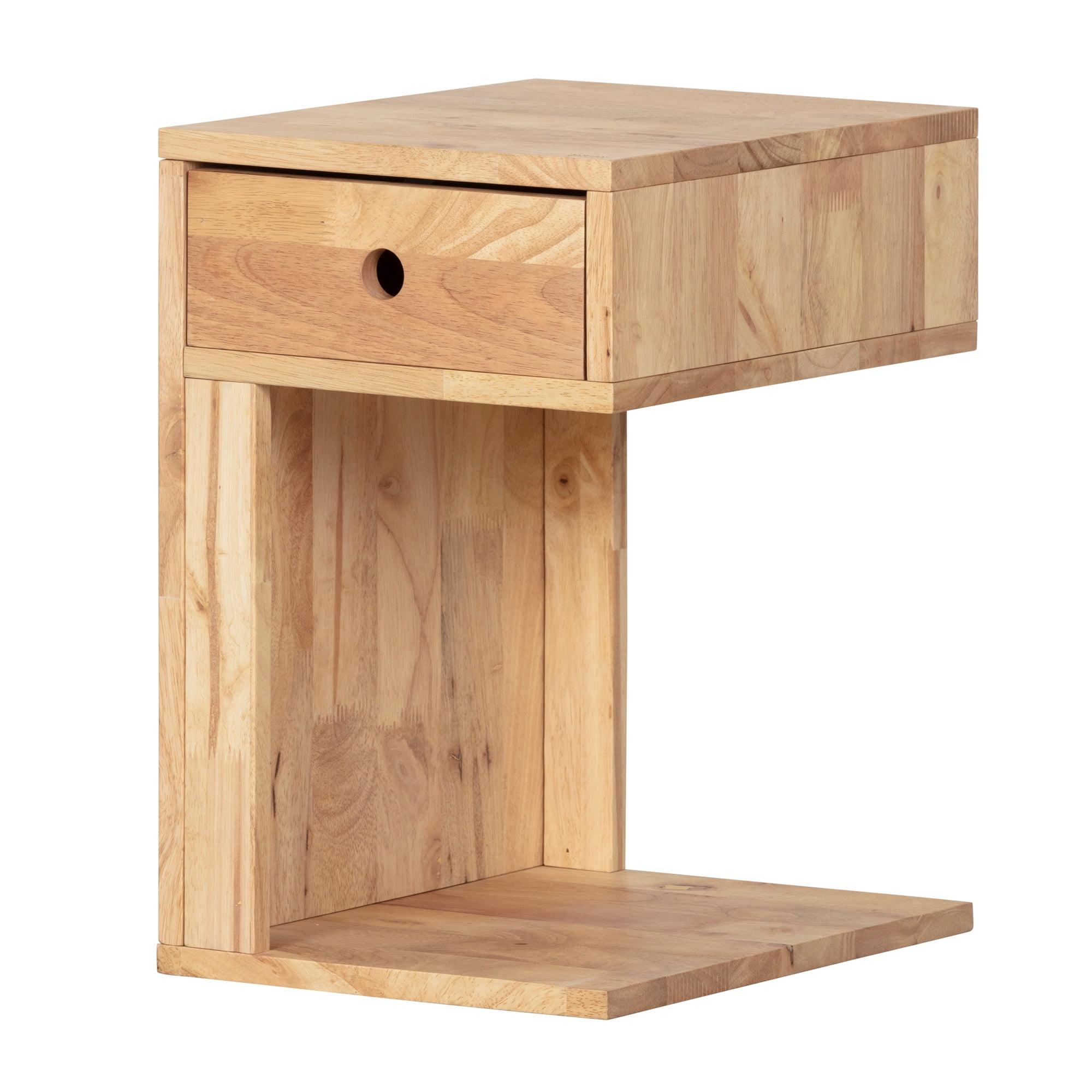 Natural Rubberwood Scandinavian 1-Drawer Nightstand