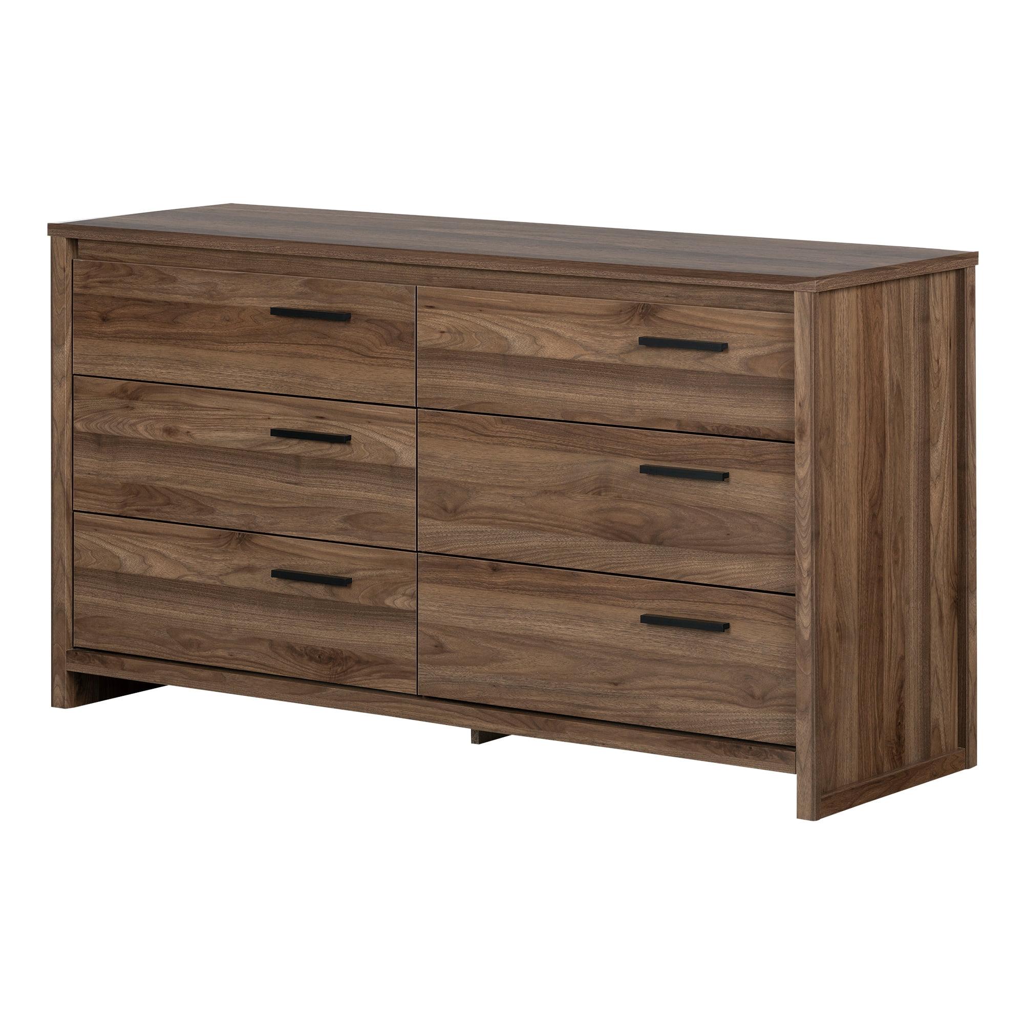 Natural Walnut 6-Drawer Double Dresser