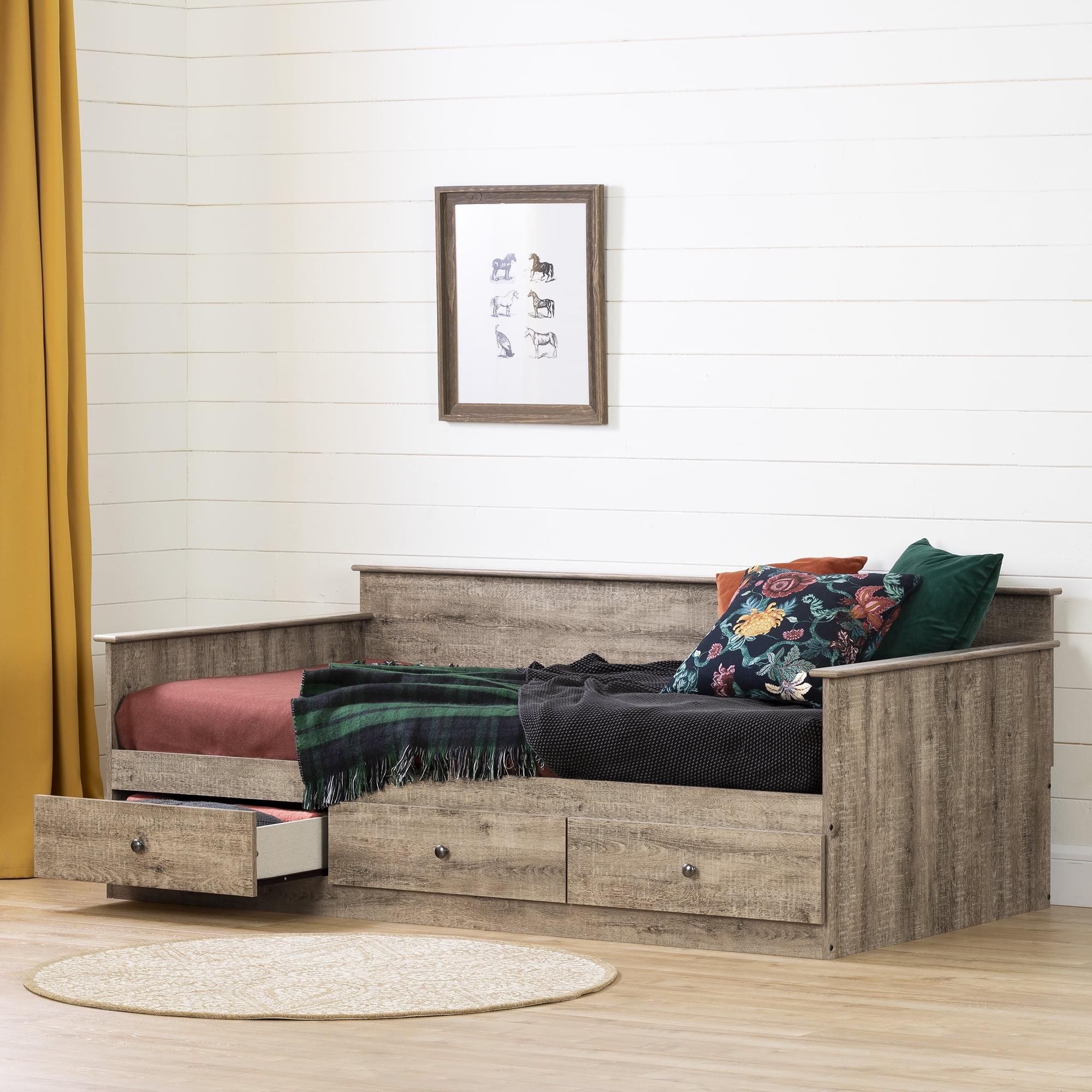 Twin Tassio Daybed with Storage Weathered Oak - South Shore