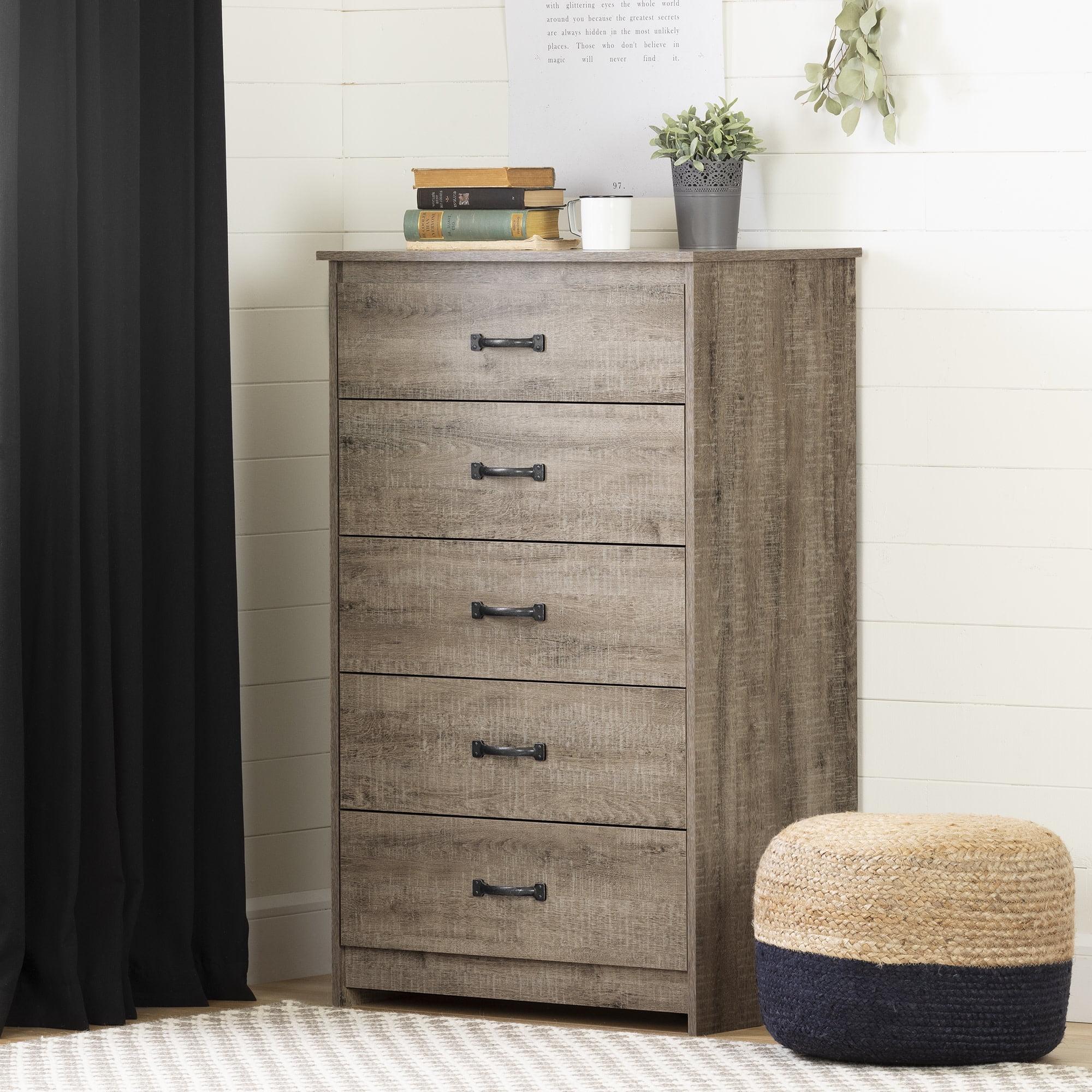 Weathered Oak 5-Drawer Vertical Dresser