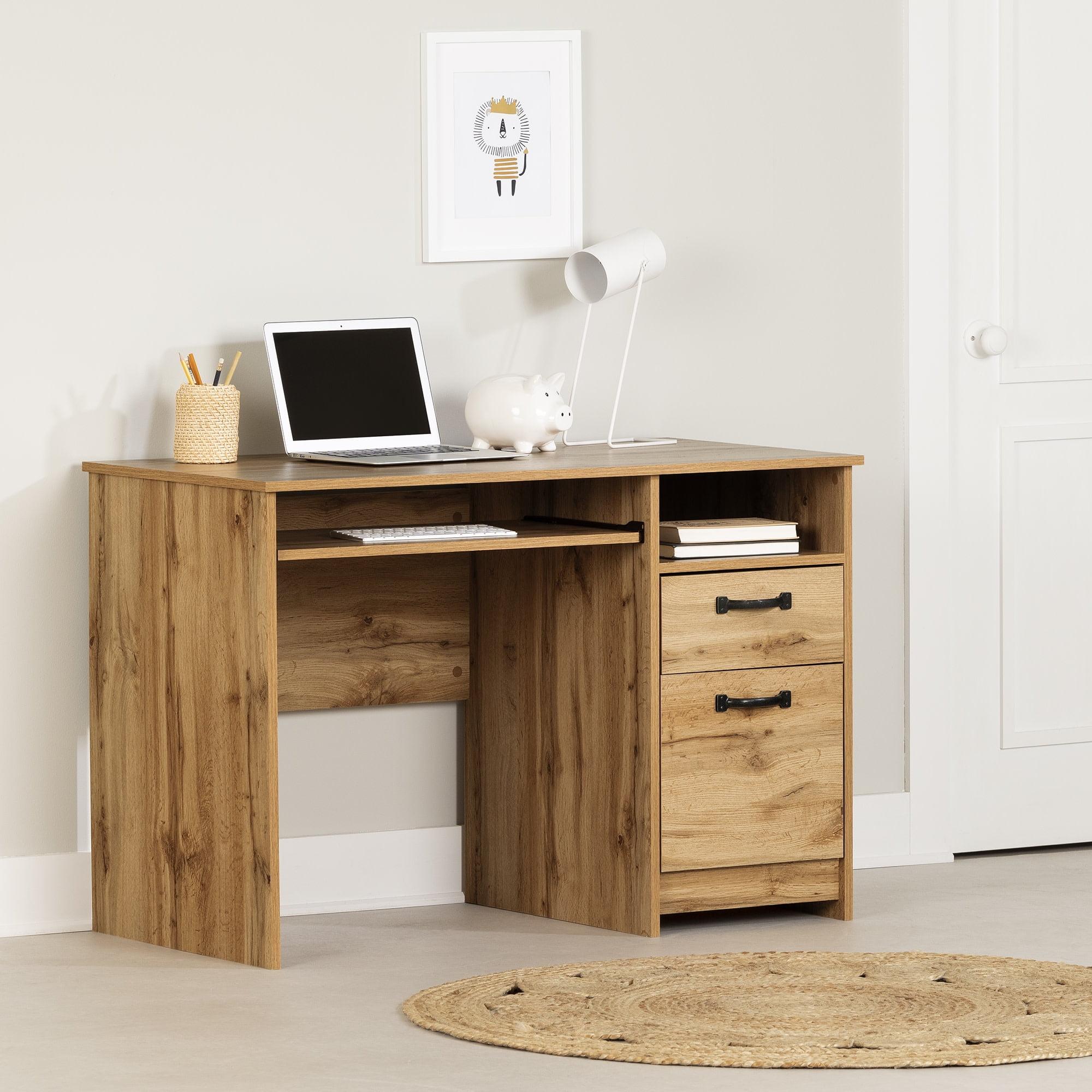 Nordik Oak Computer Desk with Drawer and Keyboard Tray