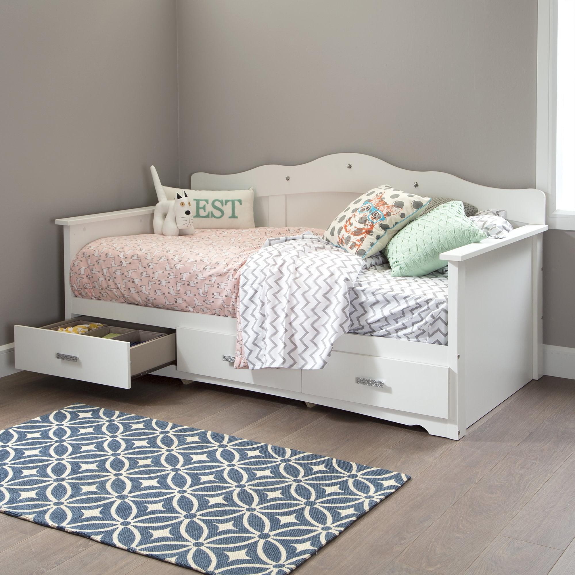 Twin White Princess Daybed with Storage Drawers and Wood Frame