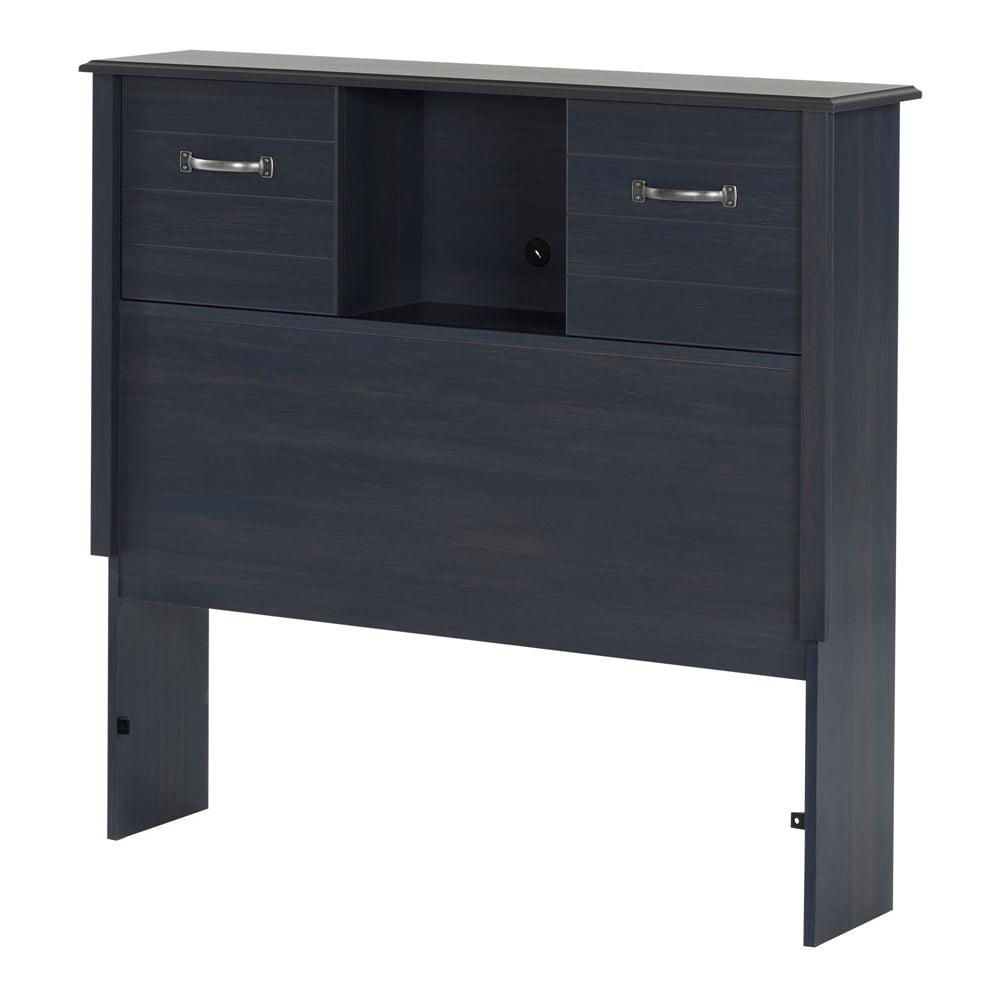 South Shore Ulysses Blueberry Bookcase Headboard with Sliding Doors, Multiple Sizes
