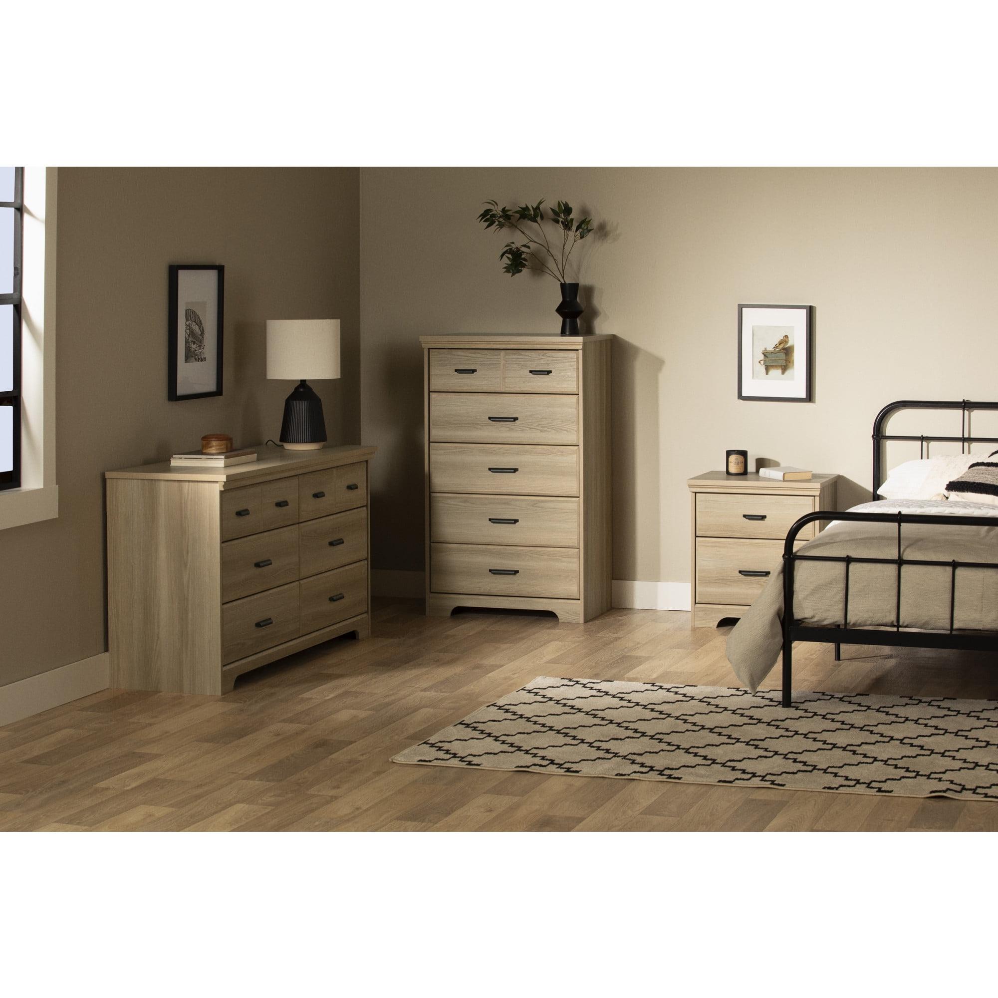 Weathered Oak 6-Drawer Horizontal Double Dresser