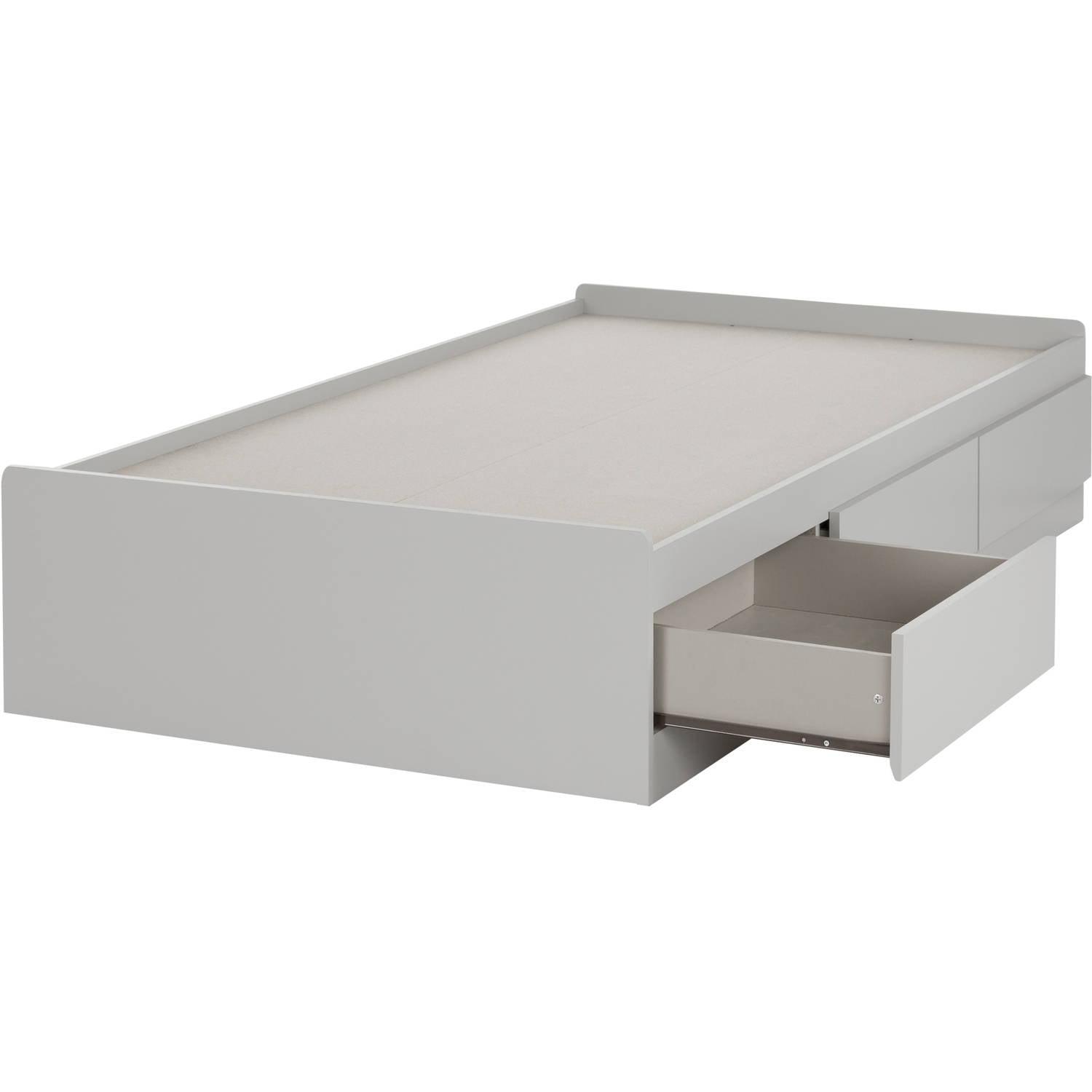 Soft Gray Twin Storage Bed with 3 Drawers