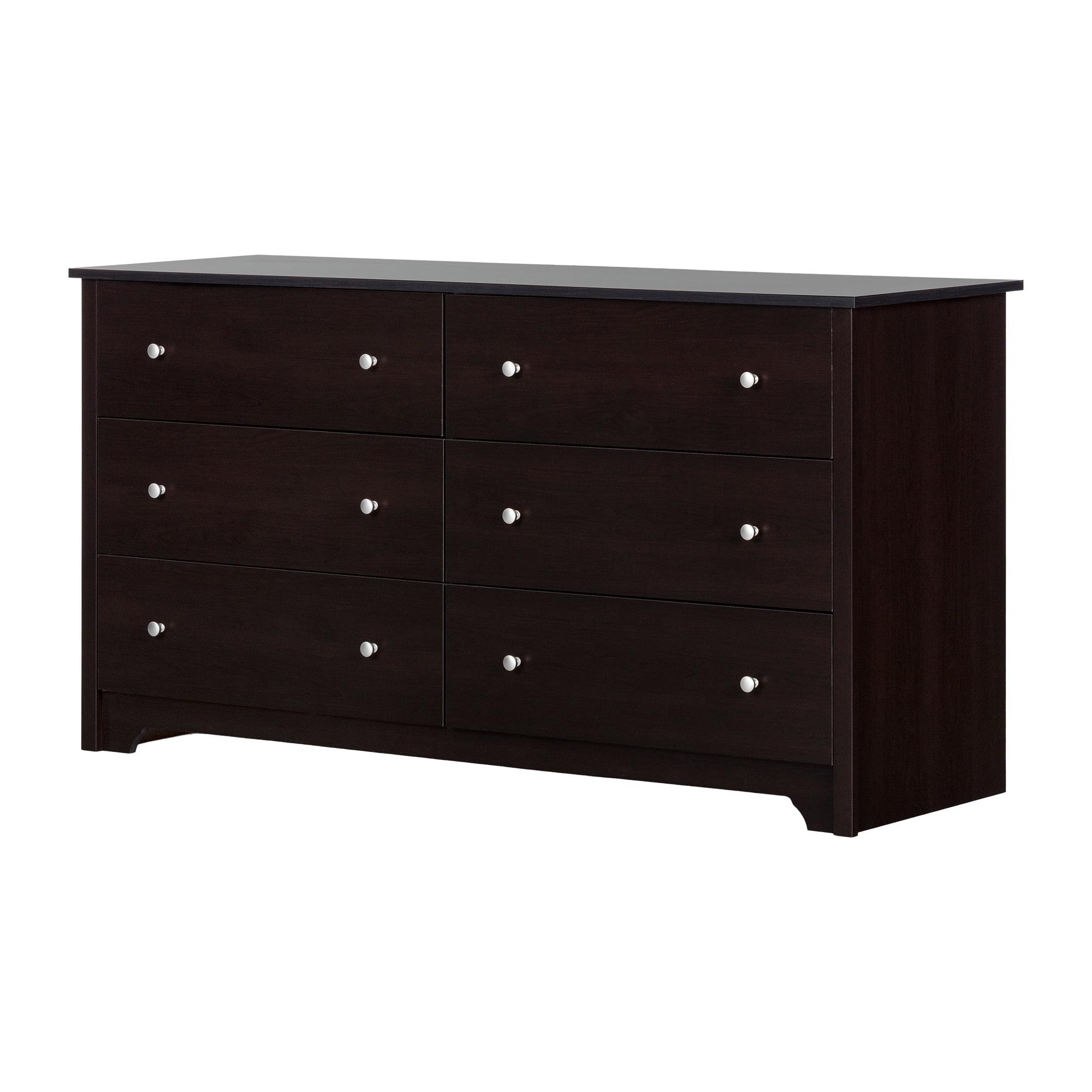Contemporary Brown 6-Drawer Double Dresser with Deep Storage