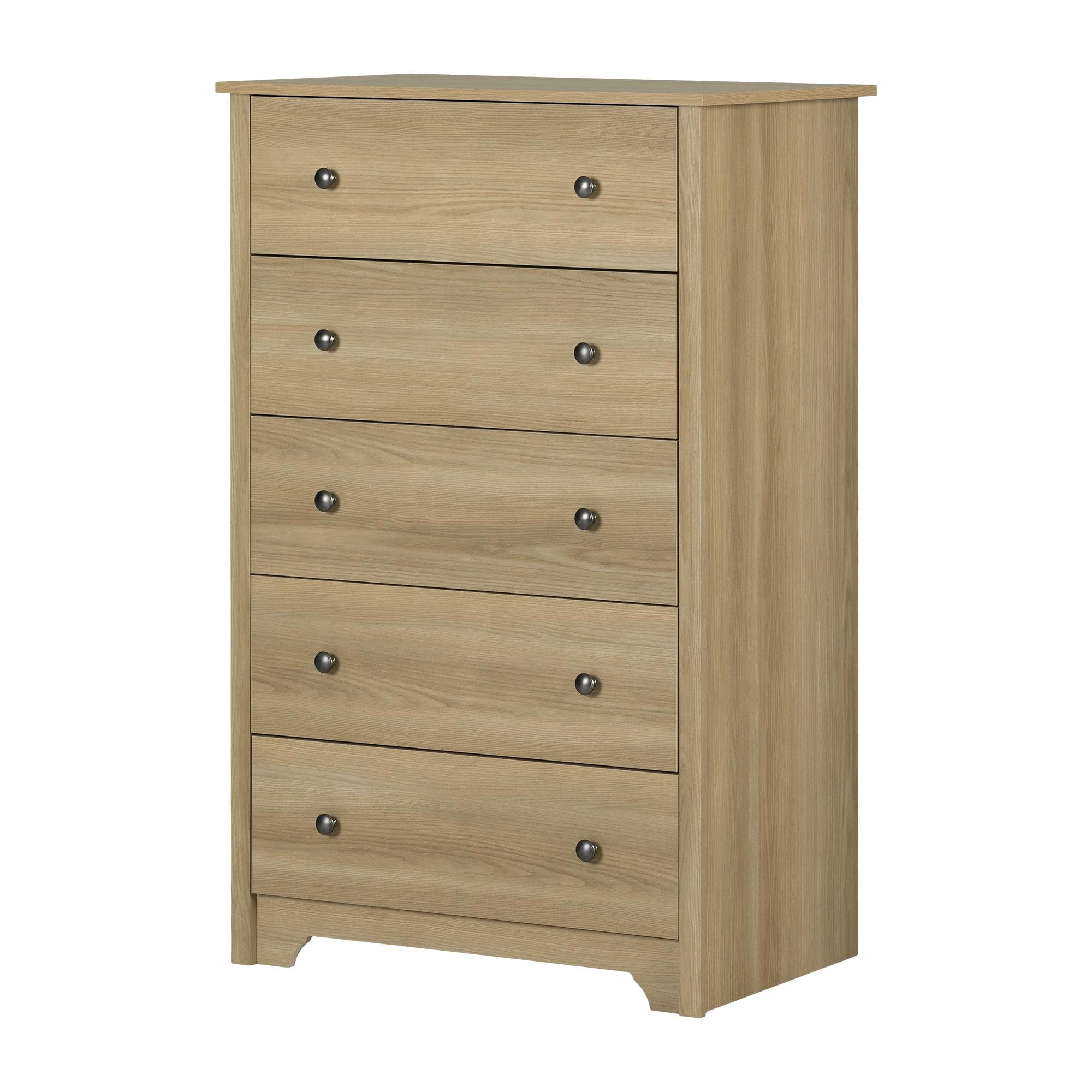 Natural Ash 5-Drawer Vertical Chest with Laminate Finish