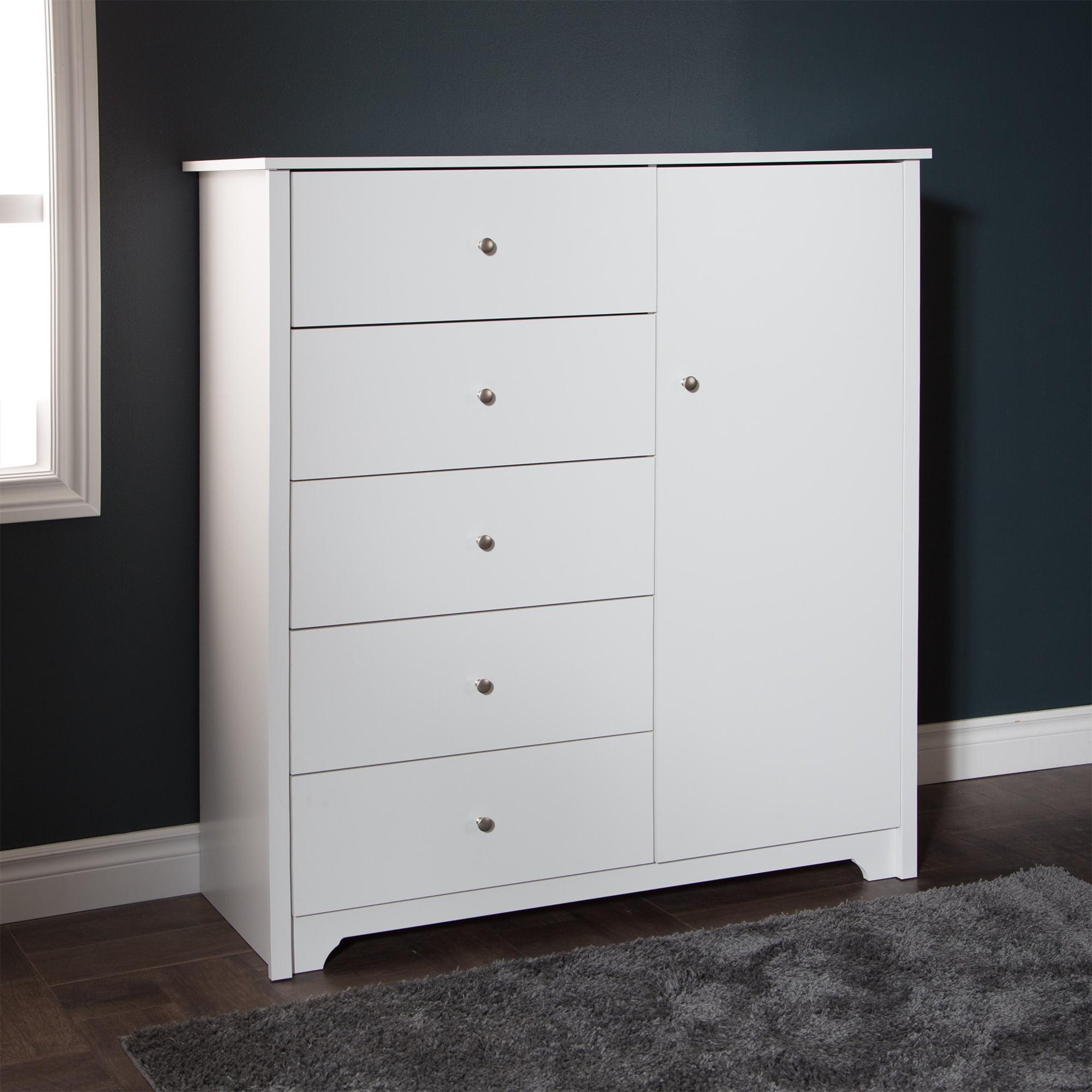 White Laminated Particleboard Contemporary Chest with 5 Drawers